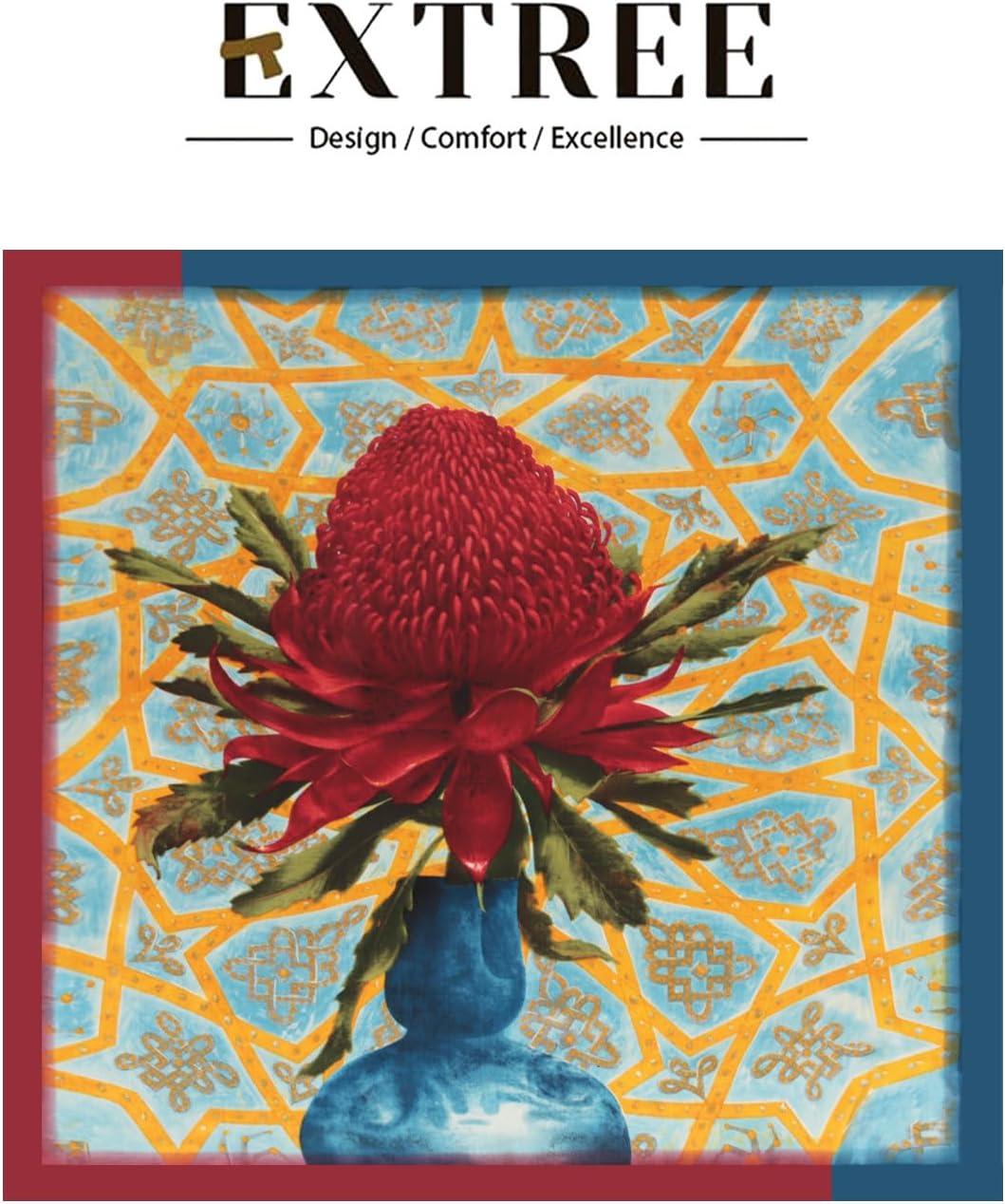 imageEXTREE Silk Feeling Scarf Medium Square Satin Head Scarf Sleeping Hair Wrapping for Women 275  275 inchesOil Painting Dandelion