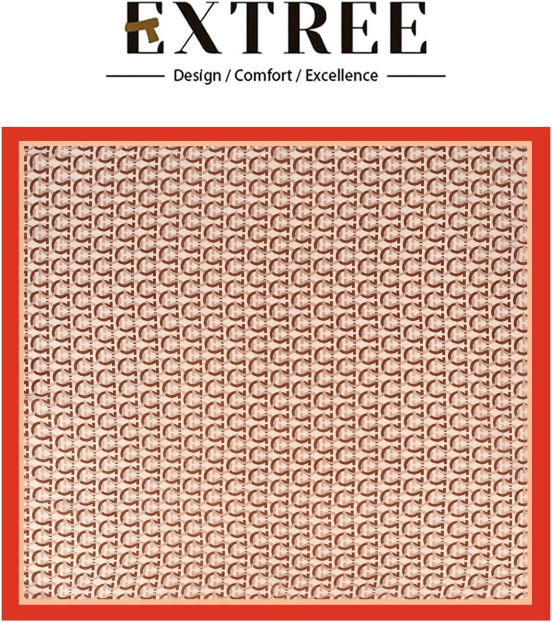 imageEXTREE Silk Feeling Scarf Medium Square Satin Head Scarf Sleeping Hair Wrapping for Women 275  275 inchesOrange Semicircle Pattern