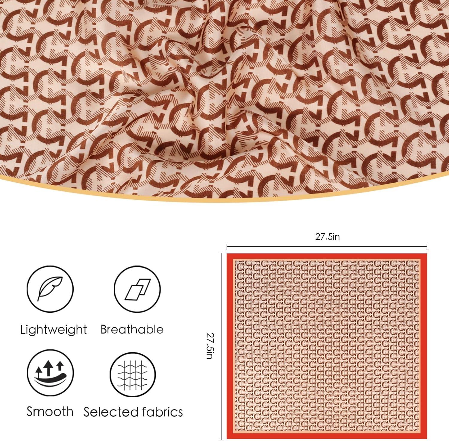 imageEXTREE Silk Feeling Scarf Medium Square Satin Head Scarf Sleeping Hair Wrapping for Women 275  275 inchesOrange Semicircle Pattern