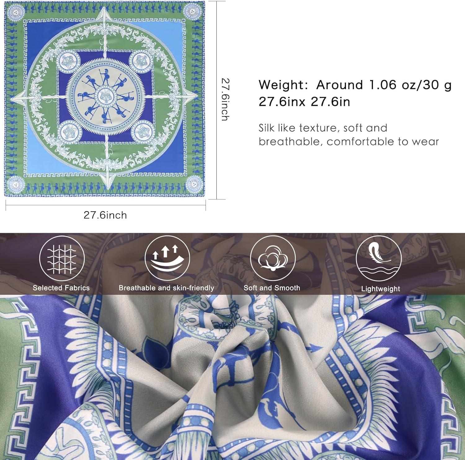 imageEXTREE Silk Feeling Scarf Medium Square Satin Head Scarf Sleeping Hair Wrapping for Women 275  275 inchesRoman Crown