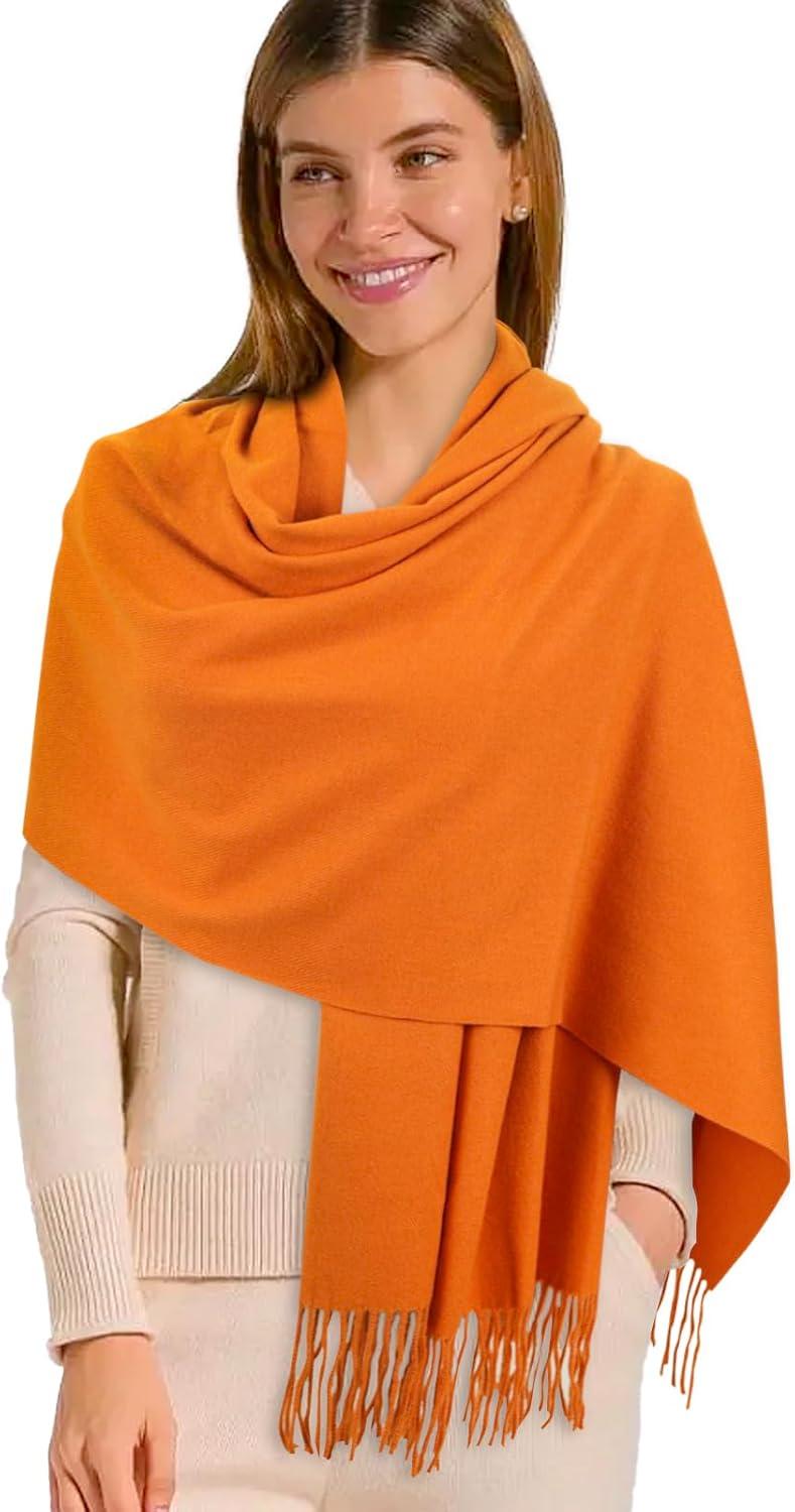 imageEXTREE Women Shawl Wrap Scarf Pashmina Wedding Christmas Birthday Gifts Idea Large Soft StoleType003orange