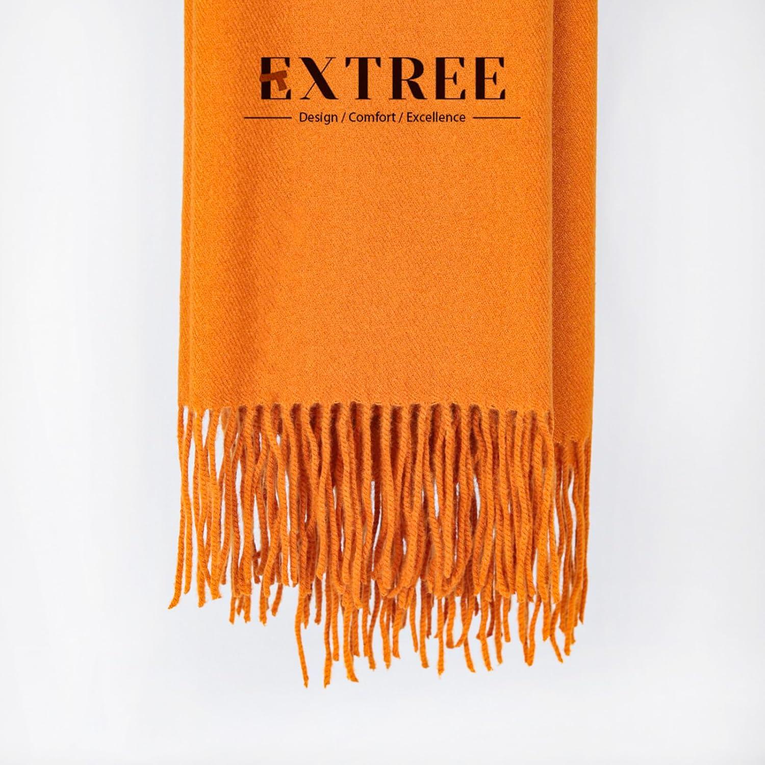 imageEXTREE Women Shawl Wrap Scarf Pashmina Wedding Christmas Birthday Gifts Idea Large Soft StoleType003orange