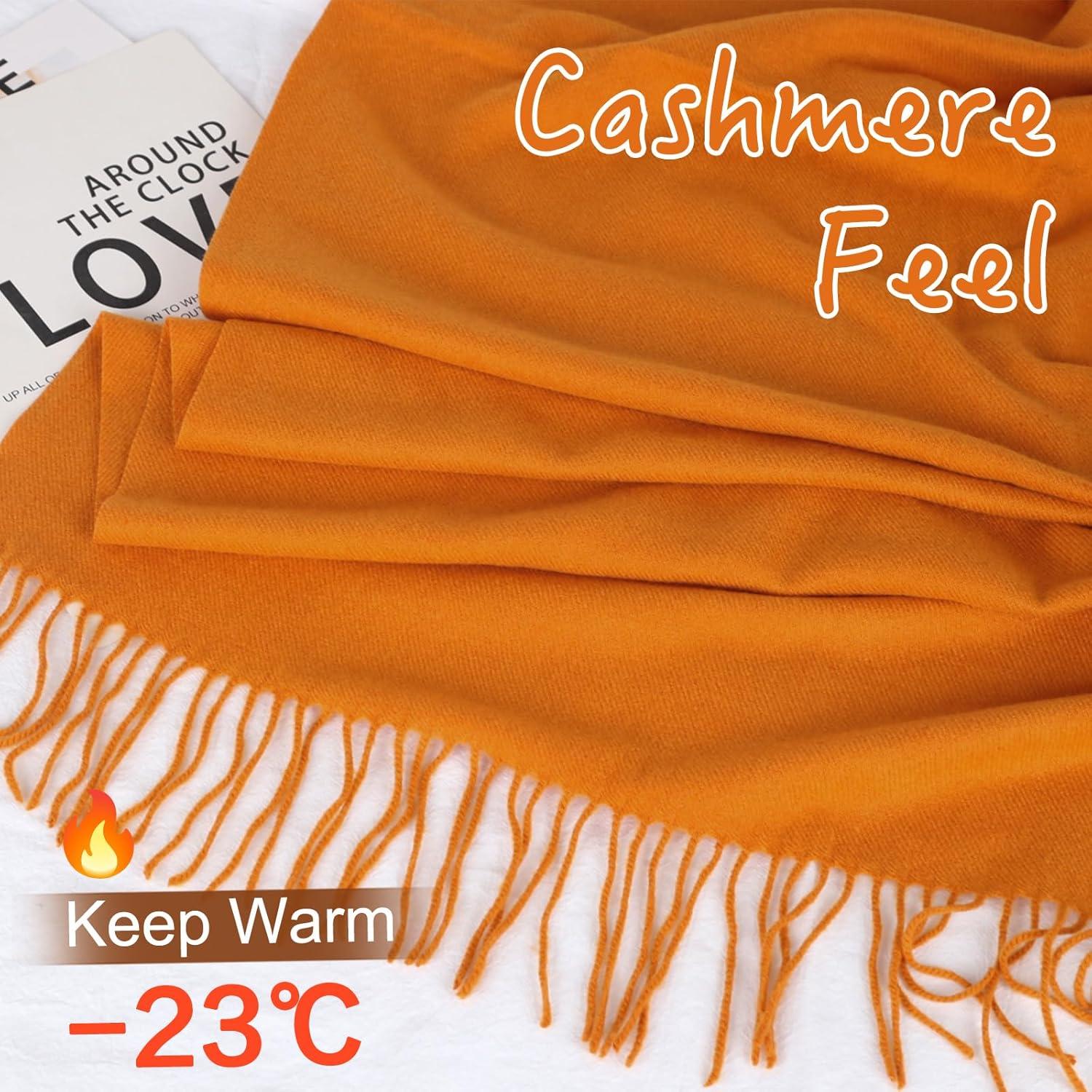 imageEXTREE Women Shawl Wrap Scarf Pashmina Wedding Christmas Birthday Gifts Idea Large Soft StoleType003orange