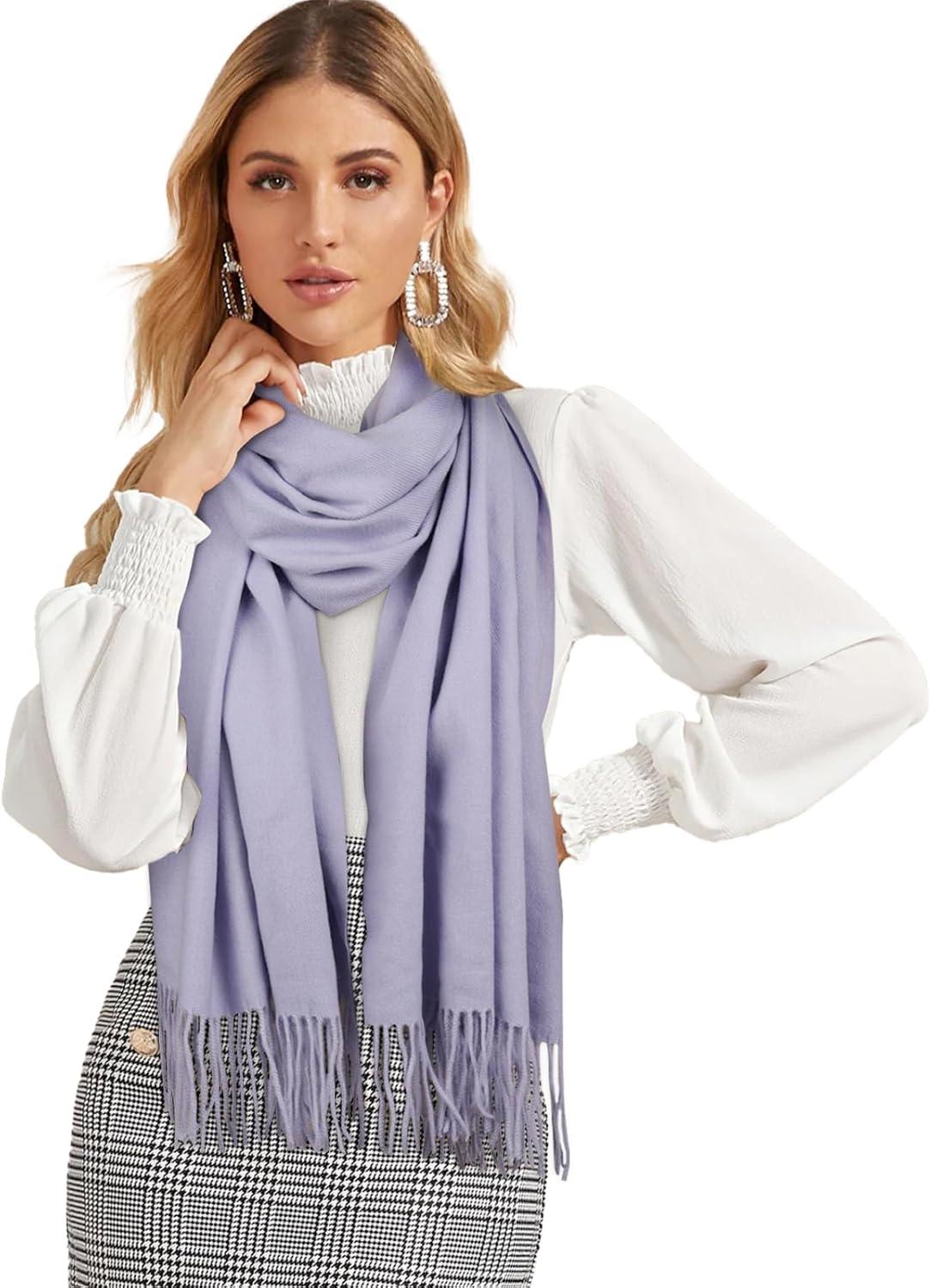 imageEXTREE Women Shawl Wrap Scarf Pashmina Wedding Christmas Birthday Gifts Idea Large Soft StoleType008purple