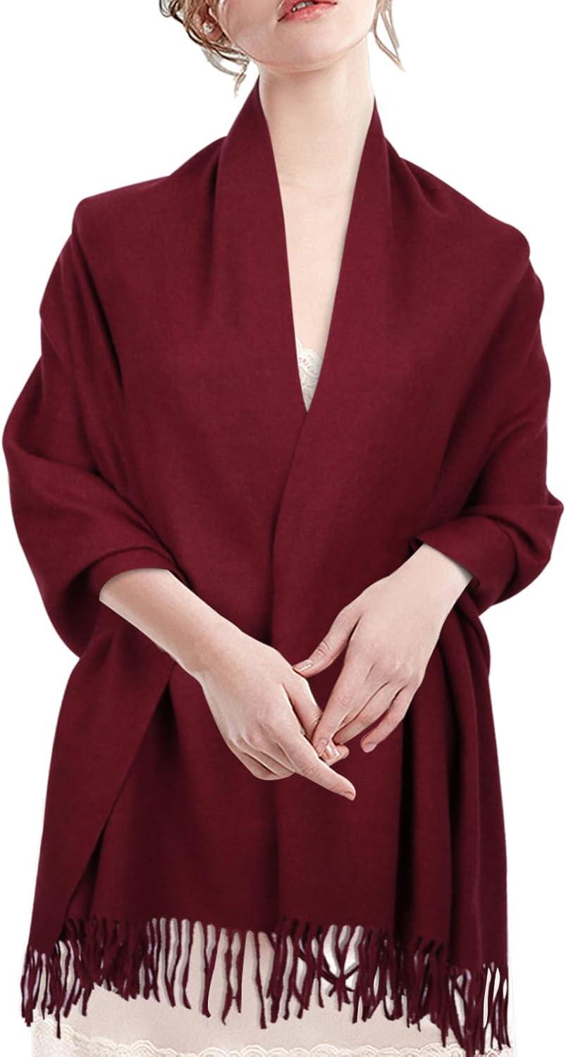 imageEXTREE Women Shawl Wrap Scarf Pashmina Wedding Christmas Birthday Gifts Idea Large Soft StoleType018claret