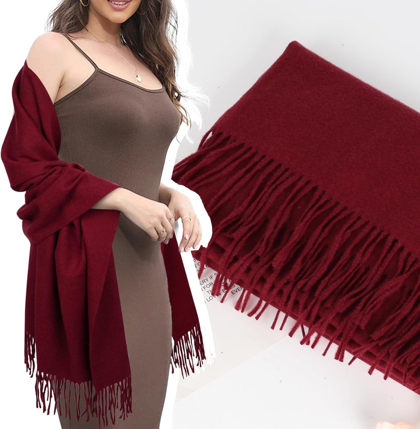 imageEXTREE Women Shawl Wrap Scarf Pashmina Wedding Christmas Birthday Gifts Idea Large Soft StoleType018claret