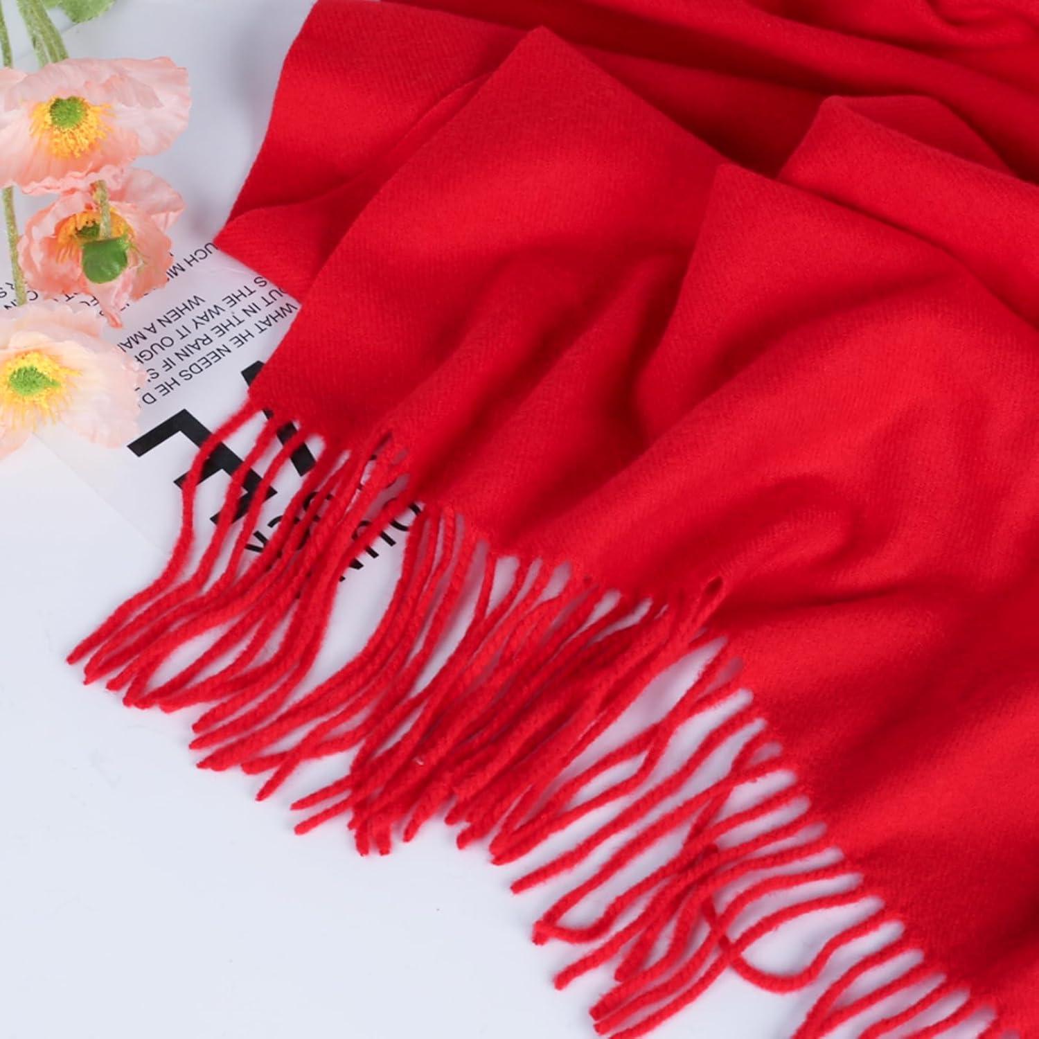 imageEXTREE Women Shawl Wrap Scarf Pashmina Wedding Christmas Birthday Gifts Idea Large Soft StoleType019red