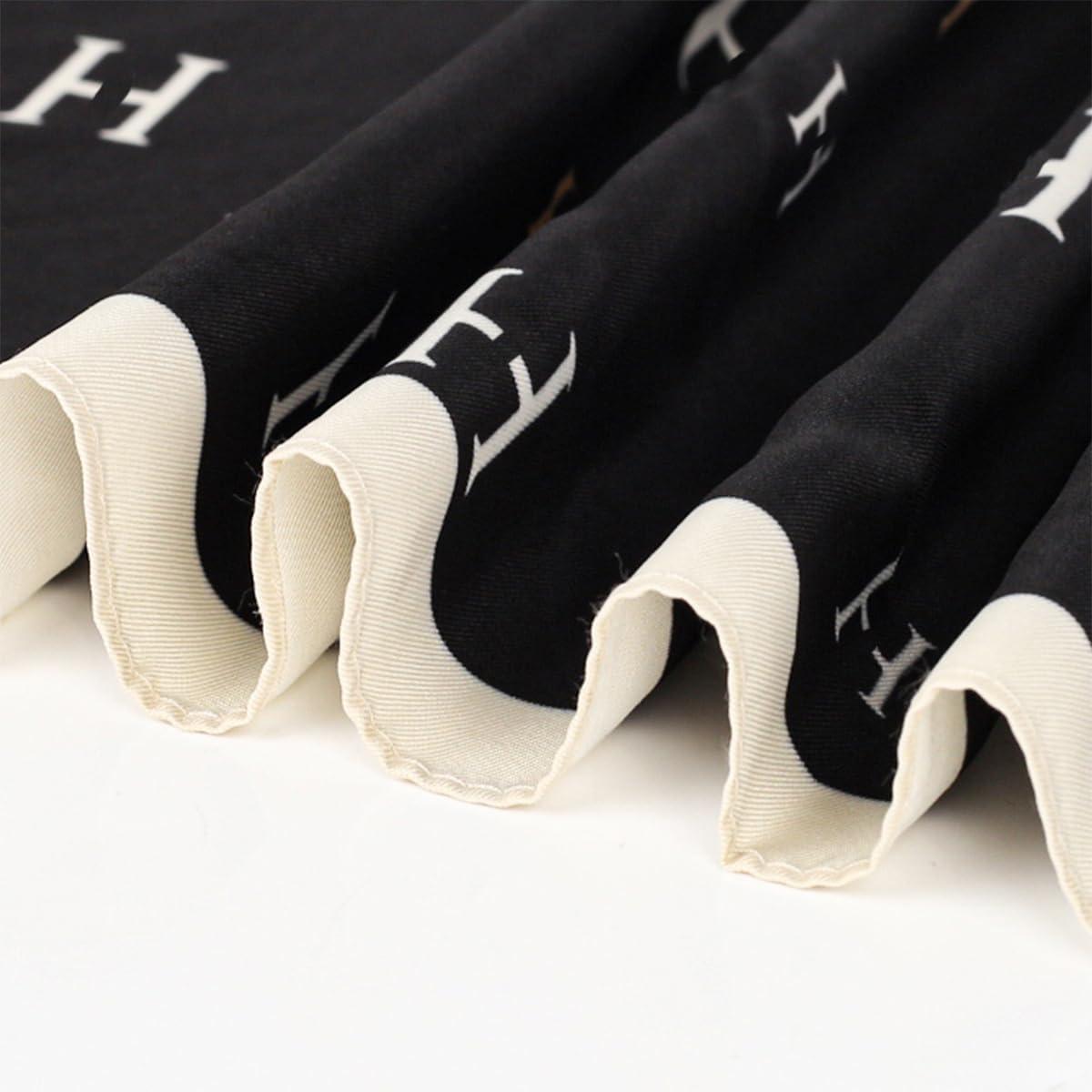 imageEXTREE Womens 35 inch Fashion Headscarf Silk Satin Scarf for Hair Wrapping at Night Bandana Square Scarf for SleepingAlphabet Carriage Black