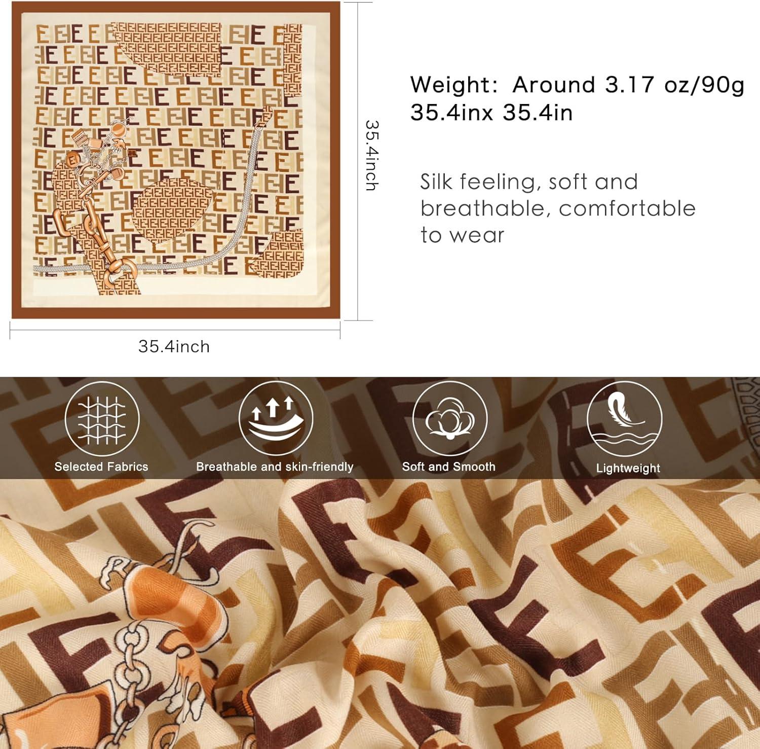 imageEXTREE Womens 35 inch Fashion Headscarf Silk Satin Scarf for Hair Wrapping at Night Bandana Square Scarf for SleepingBeige