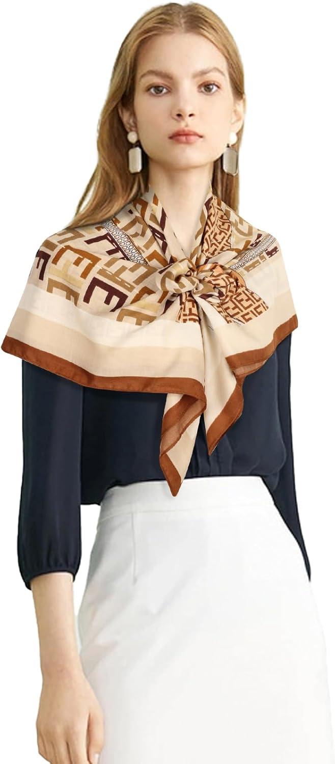 imageEXTREE Womens 35 inch Fashion Headscarf Silk Satin Scarf for Hair Wrapping at Night Bandana Square Scarf for SleepingBeige