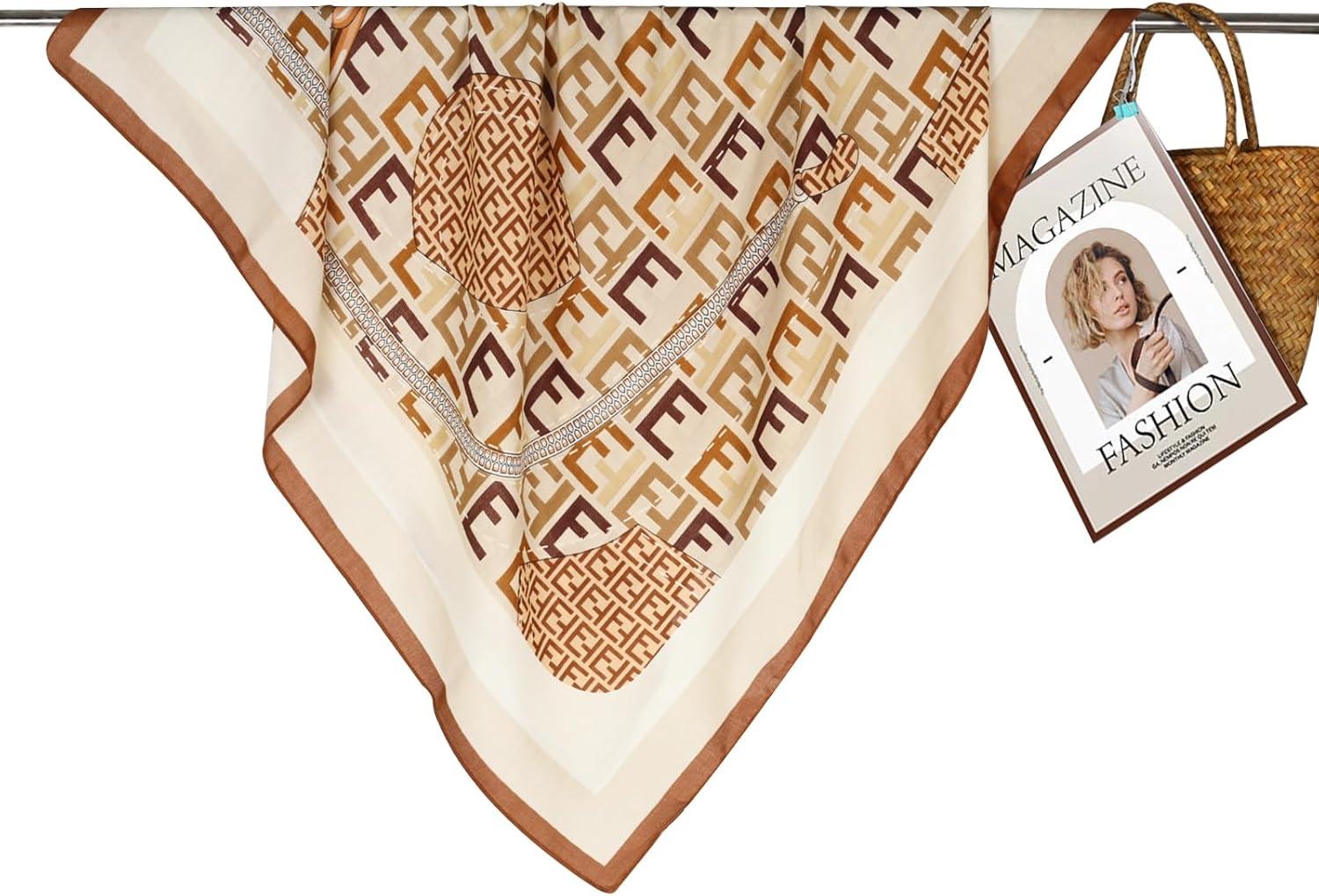 imageEXTREE Womens 35 inch Fashion Headscarf Silk Satin Scarf for Hair Wrapping at Night Bandana Square Scarf for SleepingBeige