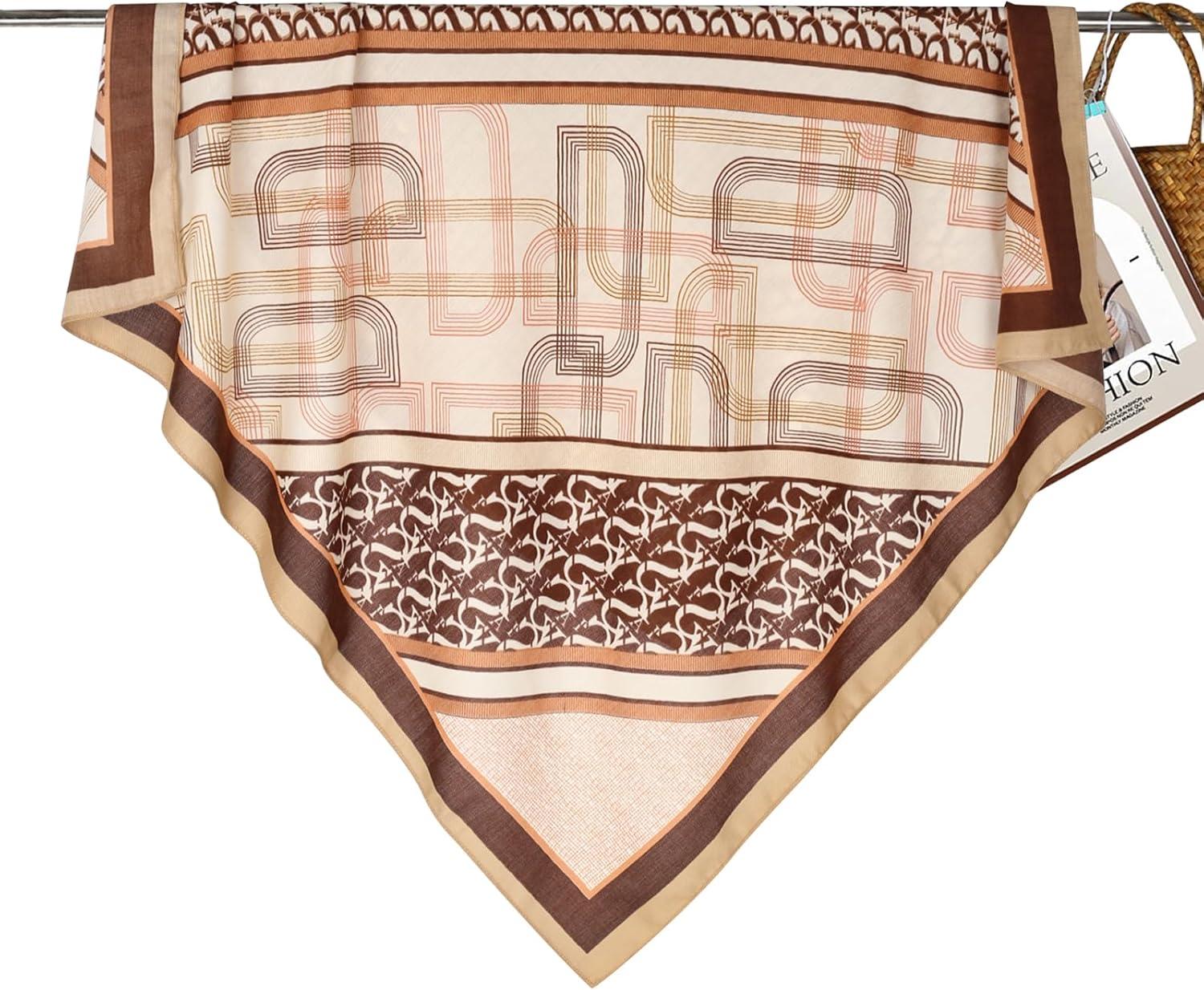 imageEXTREE Womens 35 inch Fashion Headscarf Silk Satin Scarf for Hair Wrapping at Night Bandana Square Scarf for SleepingBrown One