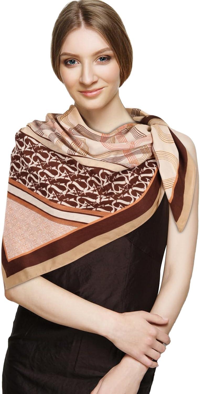 imageEXTREE Womens 35 inch Fashion Headscarf Silk Satin Scarf for Hair Wrapping at Night Bandana Square Scarf for SleepingBrown One