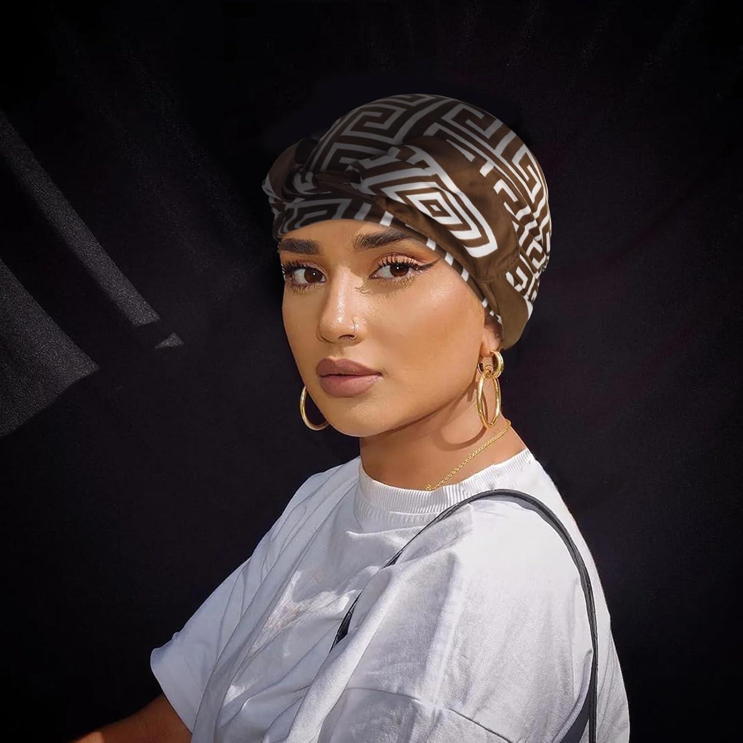 imageEXTREE Womens 35 inch Fashion Headscarf Silk Satin Scarf for Hair Wrapping at Night Bandana Square Scarf for SleepingDark Brown Square Scarf