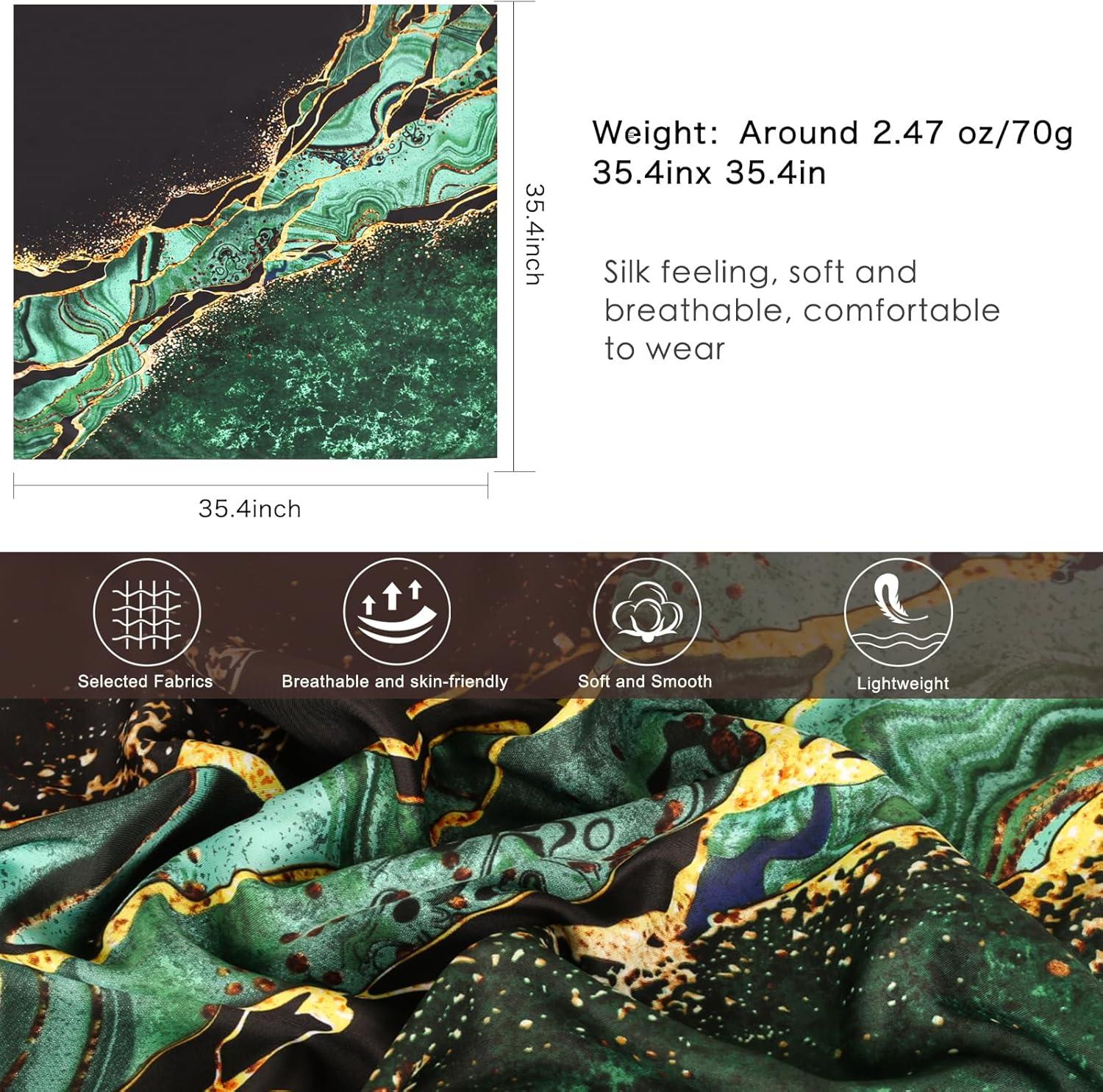 imageEXTREE Womens 35 inch Fashion Headscarf Silk Satin Scarf for Hair Wrapping at Night Bandana Square Scarf for SleepingGreen Seine River