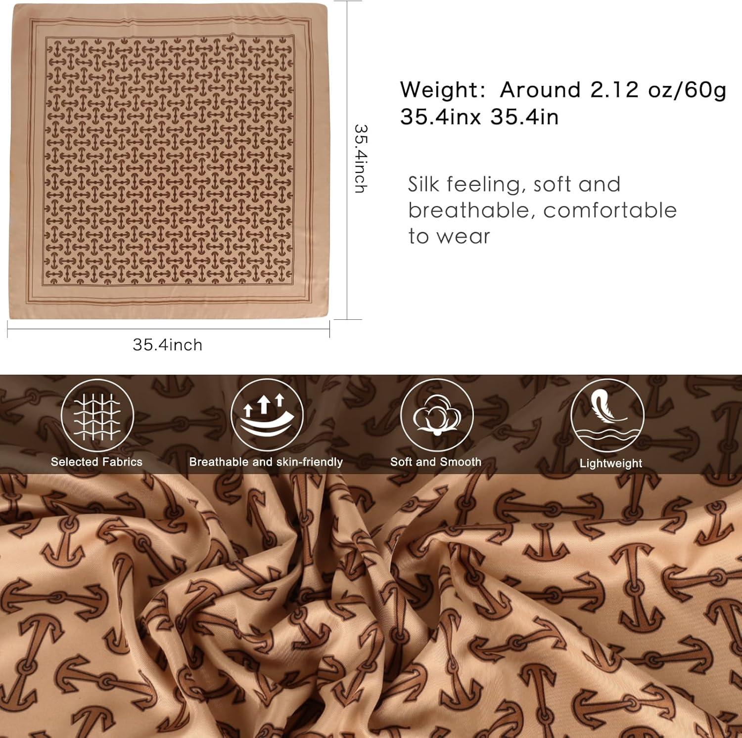 imageEXTREE Womens 35 inch Fashion Headscarf Silk Satin Scarf for Hair Wrapping at Night Bandana Square Scarf for SleepingKhaki