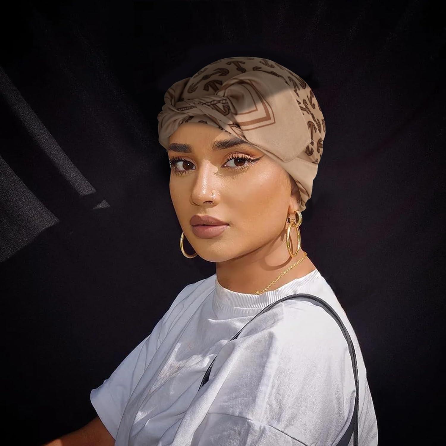 imageEXTREE Womens 35 inch Fashion Headscarf Silk Satin Scarf for Hair Wrapping at Night Bandana Square Scarf for SleepingKhaki