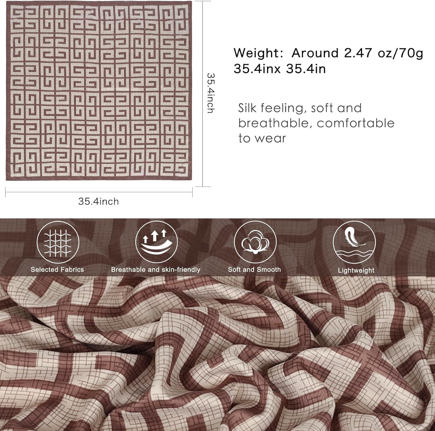 imageEXTREE Womens 35 inch Fashion Headscarf Silk Satin Scarf for Hair Wrapping at Night Bandana Square Scarf for SleepingKhaki Back Pattern