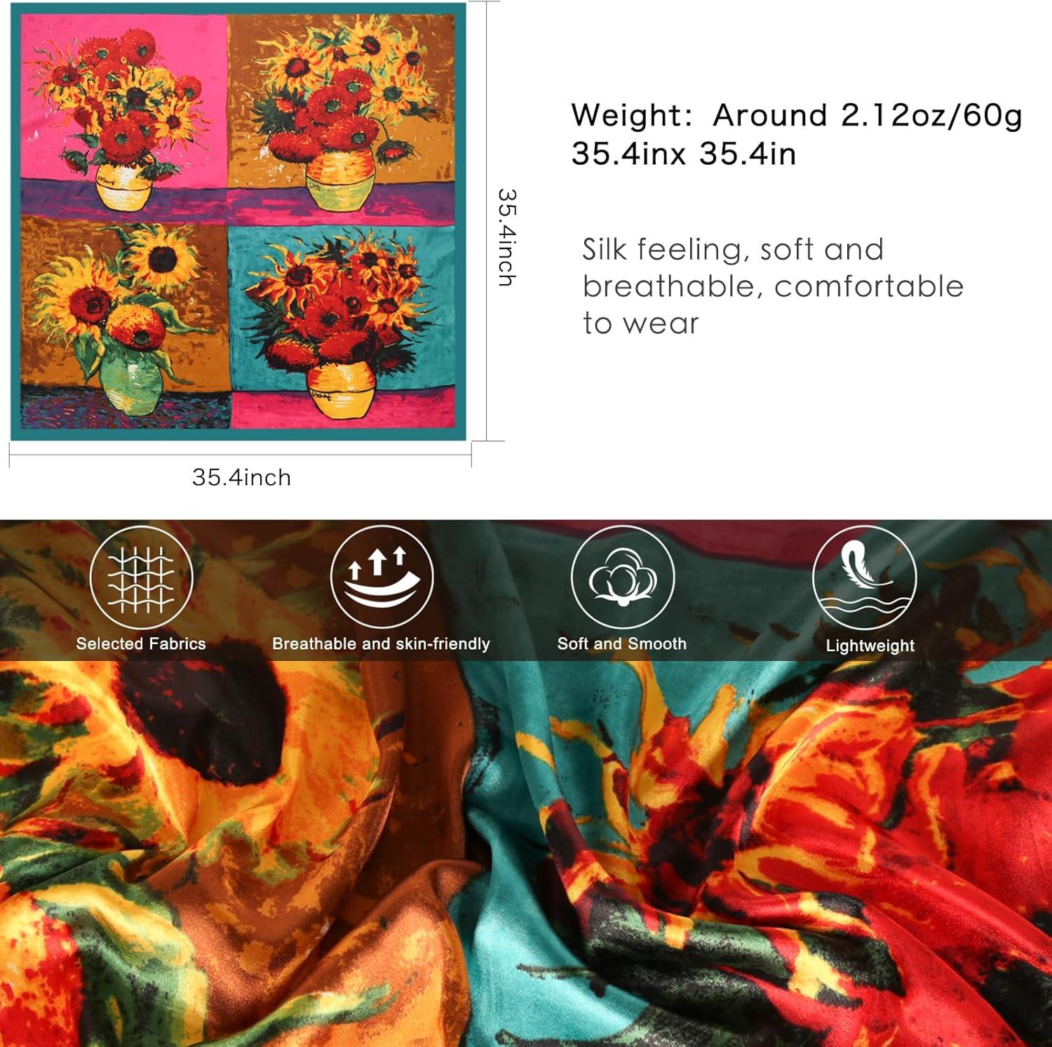 imageEXTREE Womens 35 inch Fashion Headscarf Silk Satin Scarf for Hair Wrapping at Night Bandana Square Scarf for SleepingLake Blue One