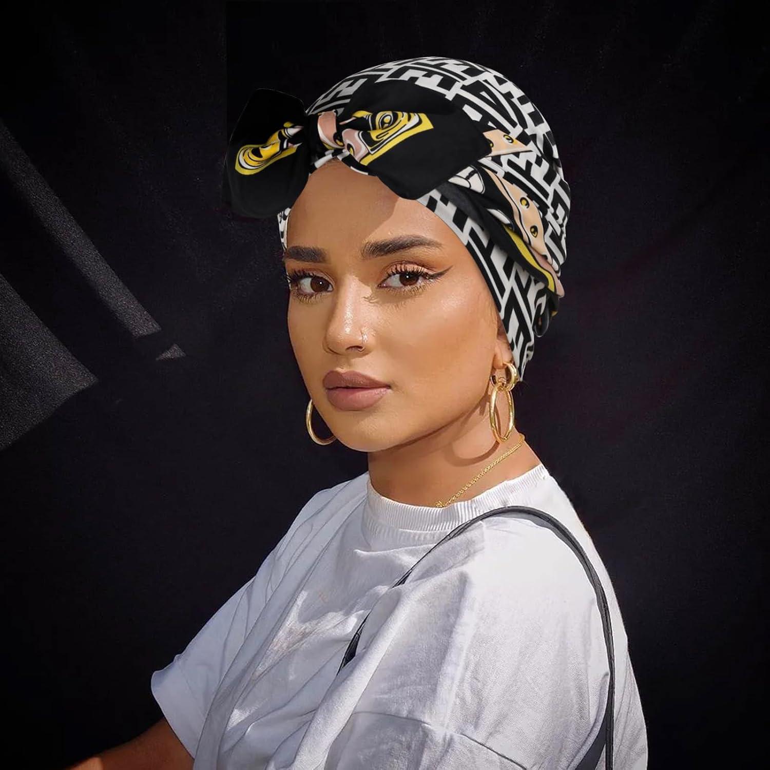 imageEXTREE Womens 35 inch Fashion Headscarf Silk Satin Scarf for Hair Wrapping at Night Bandana Square Scarf for SleepingLetter F Black