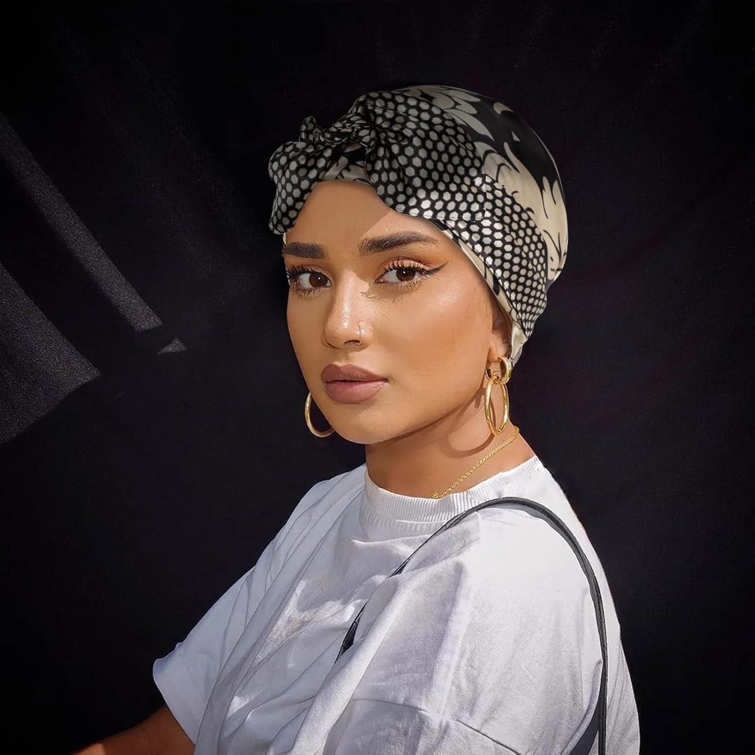 imageEXTREE Womens 35 inch Fashion Headscarf Silk Satin Scarf for Hair Wrapping at Night Bandana Square Scarf for SleepingPolka Dot Palace Extension Flower