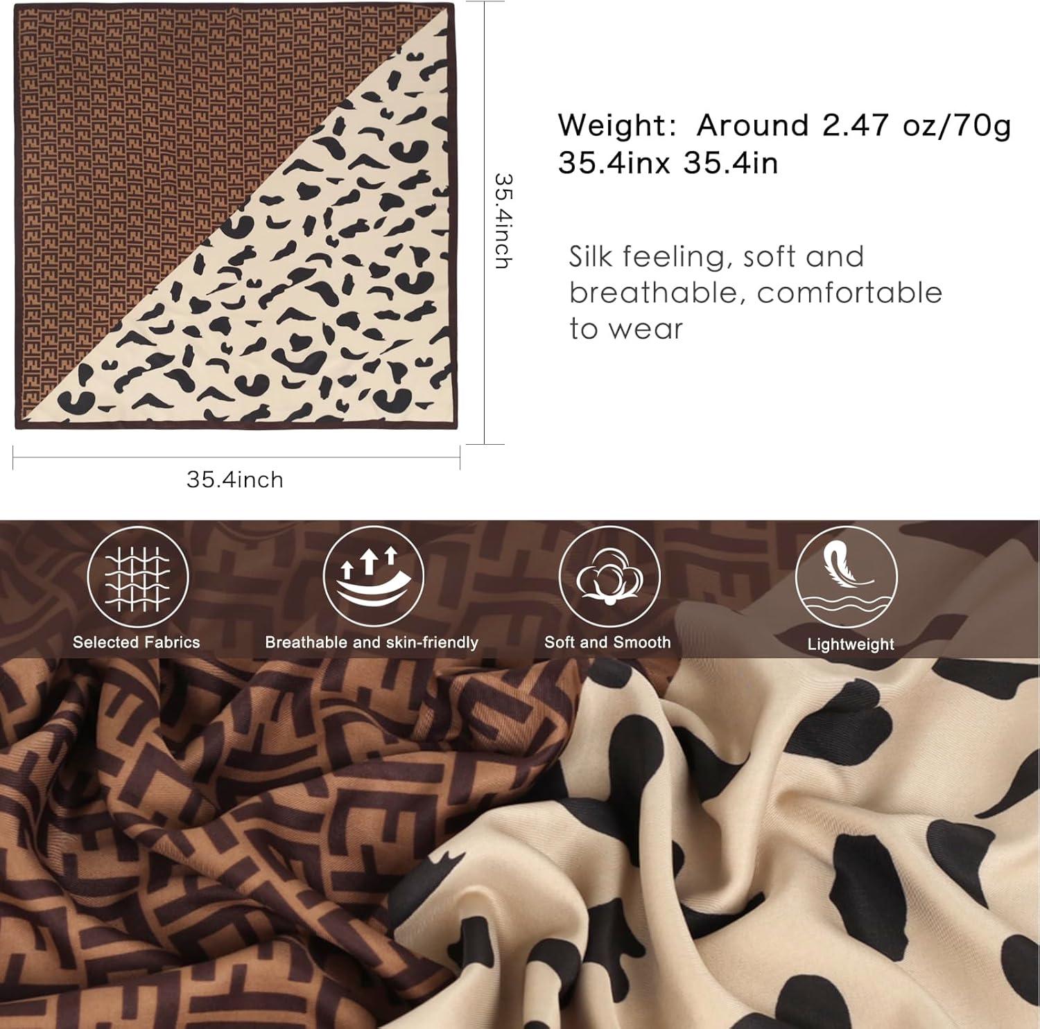 imageEXTREE Womens 35 inch Fashion Headscarf Silk Satin Scarf for Hair Wrapping at Night Bandana Square Scarf for SleepingStreamline Zebra Pattern Coffee