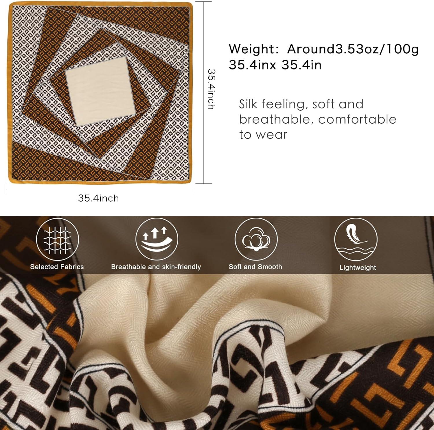 imageEXTREE Womens 35 inch Fashion Headscarf Silk Satin Scarf for Hair Wrapping at Night Bandana Square Scarf for SleepingTurmeric