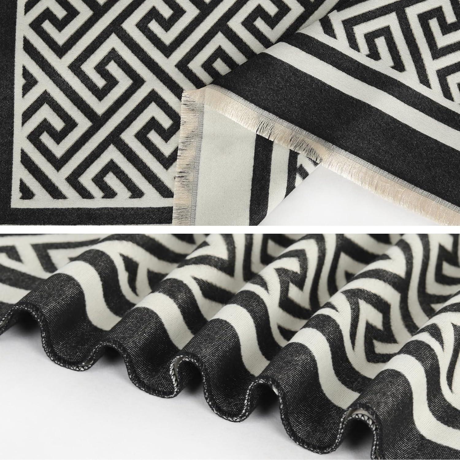 imageEXTREE Womens Scarf Pashmina Shawls and Wraps for Evening Dress Bridesmaid Wedding Bridal Winter Warm Long Large ScarvesBlack Back Word Grid