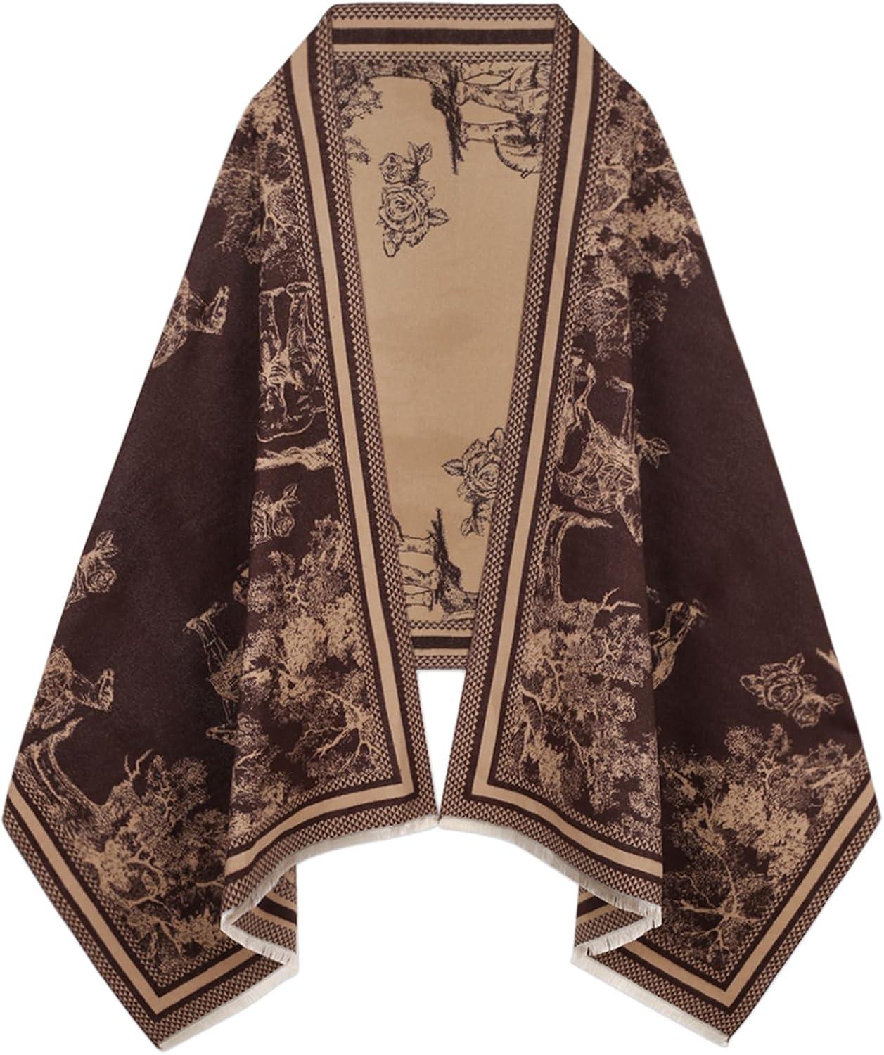 imageEXTREE Womens Scarf Pashmina Shawls and Wraps for Evening Dress Bridesmaid Wedding Bridal Winter Warm Long Large ScarvesBrown