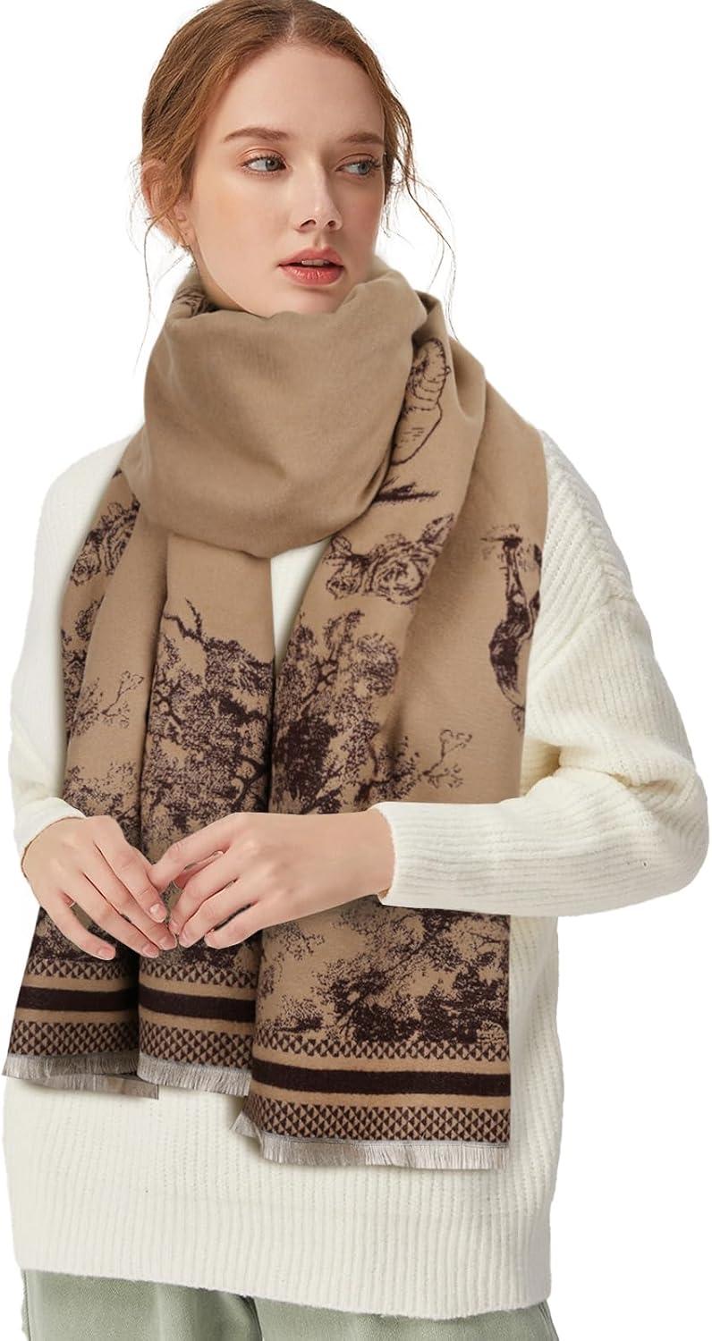 imageEXTREE Womens Scarf Pashmina Shawls and Wraps for Evening Dress Bridesmaid Wedding Bridal Winter Warm Long Large ScarvesBrown