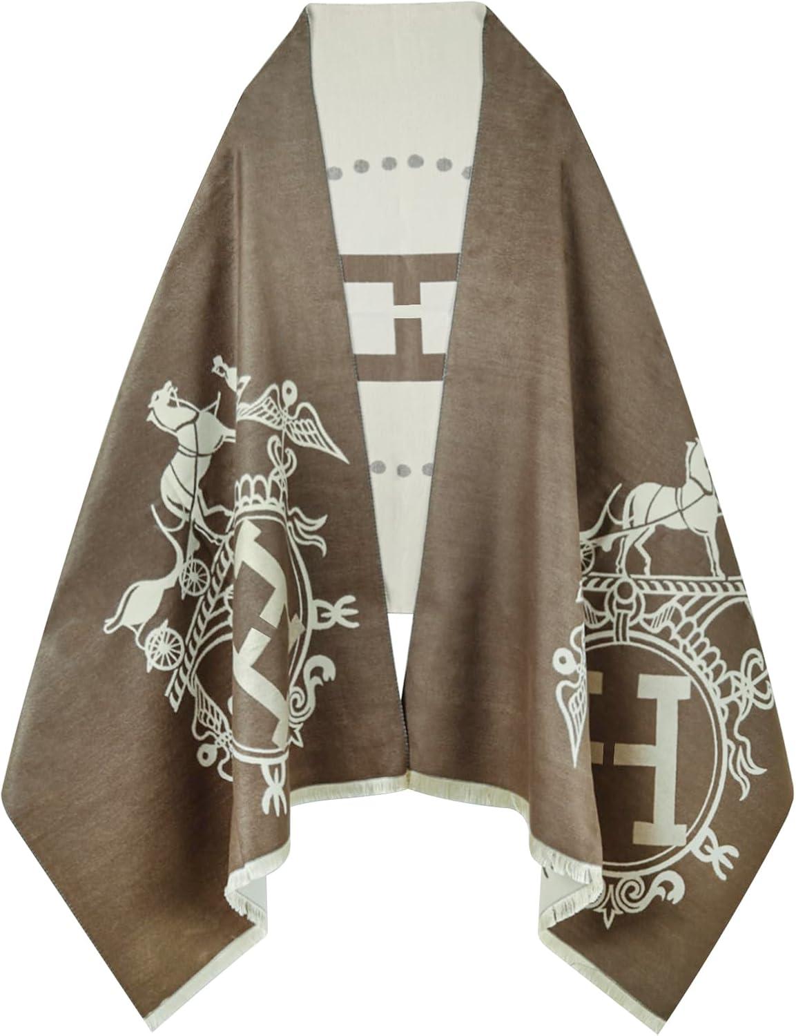 imageEXTREE Womens Scarf Pashmina Shawls and Wraps for Evening Dress Bridesmaid Wedding Bridal Winter Warm Long Large ScarvesBrown Big H Knight Carriage