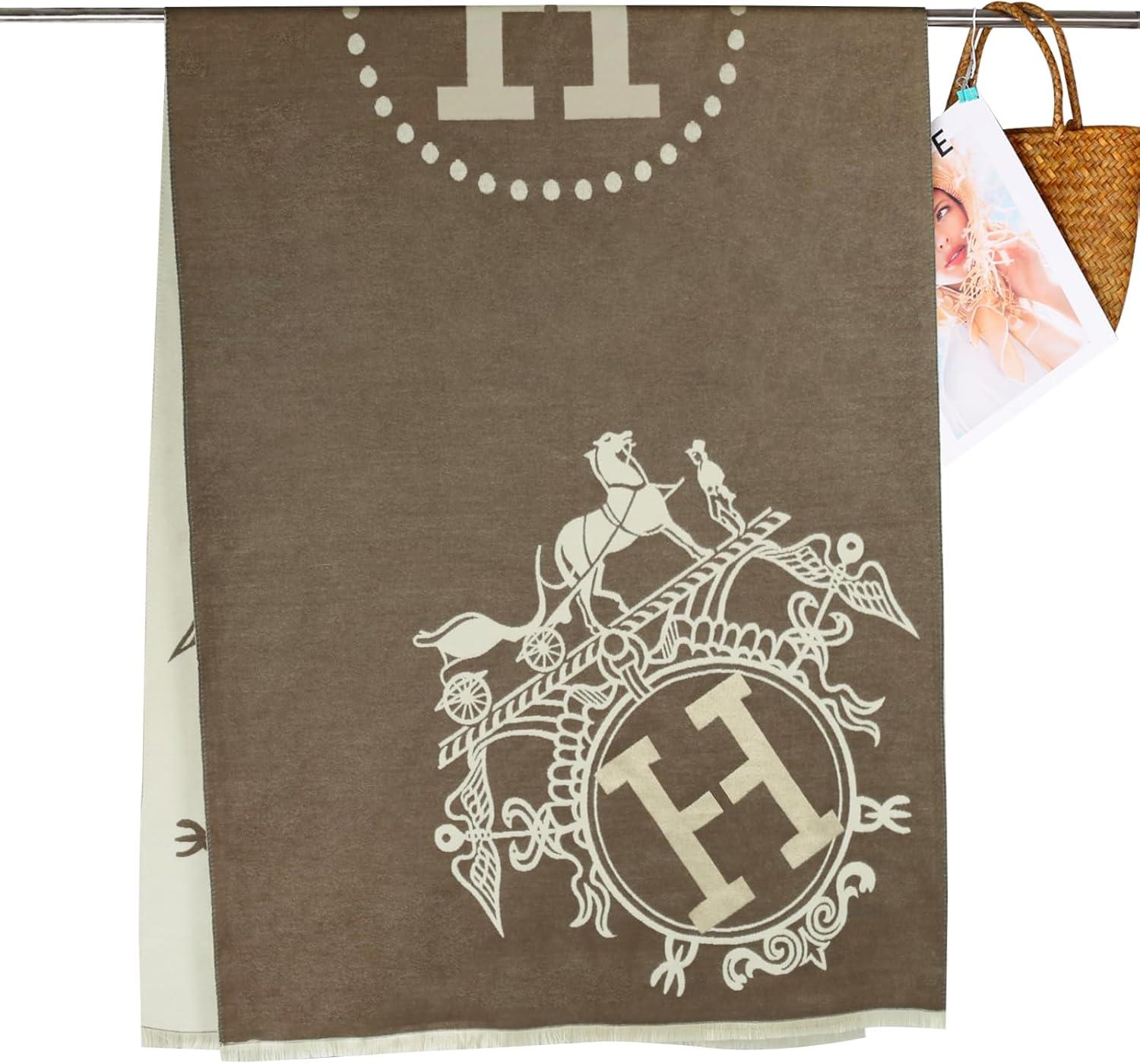 imageEXTREE Womens Scarf Pashmina Shawls and Wraps for Evening Dress Bridesmaid Wedding Bridal Winter Warm Long Large ScarvesBrown Big H Knight Carriage