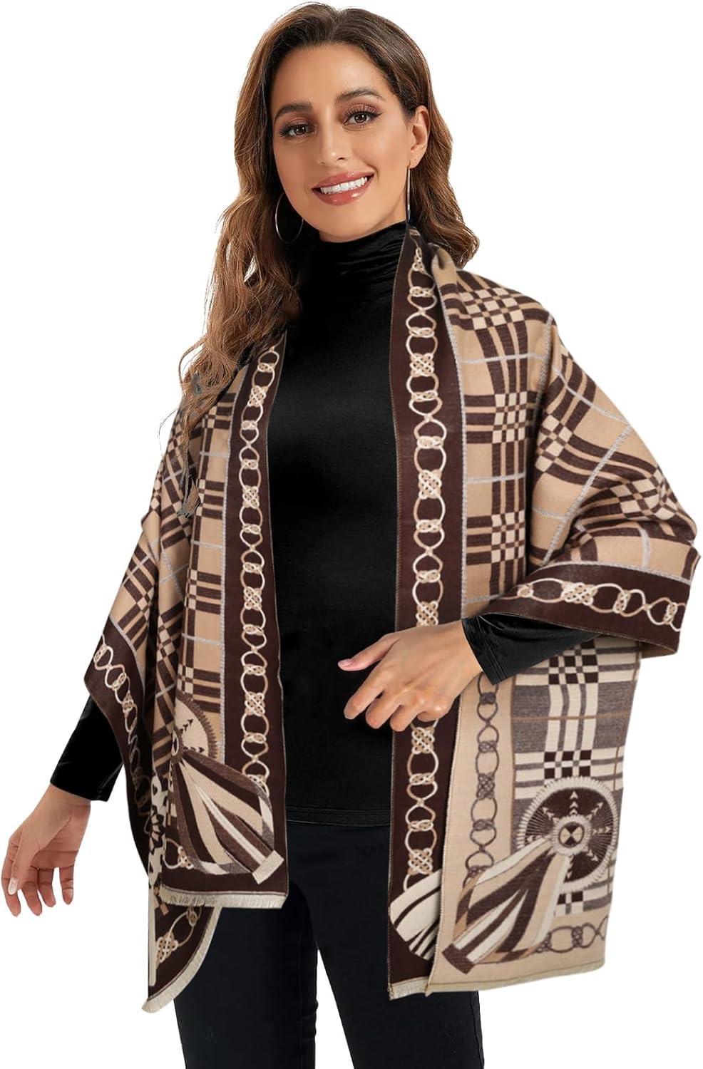 imageEXTREE Womens Scarf Pashmina Shawls and Wraps for Evening Dress Bridesmaid Wedding Bridal Winter Warm Long Large ScarvesBrown Coffee