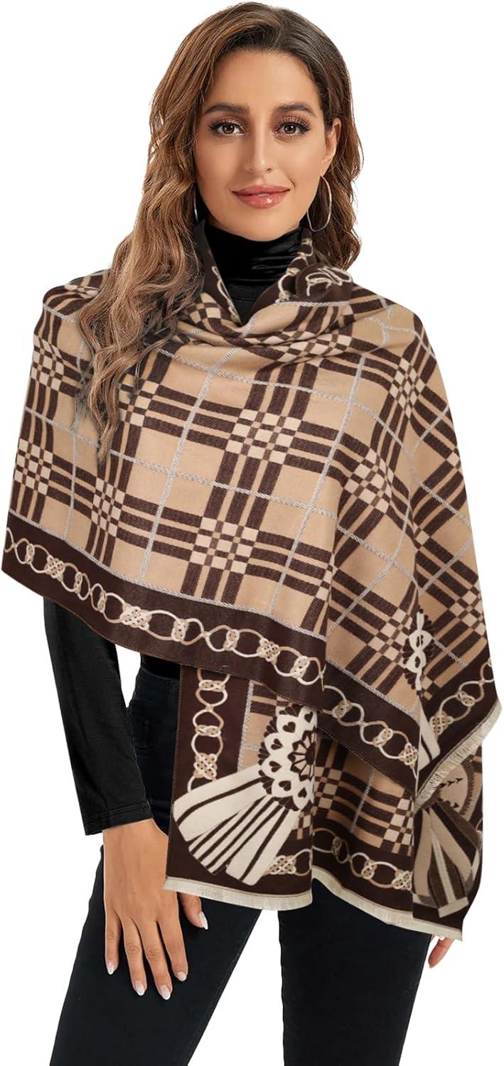 imageEXTREE Womens Scarf Pashmina Shawls and Wraps for Evening Dress Bridesmaid Wedding Bridal Winter Warm Long Large ScarvesBrown Coffee