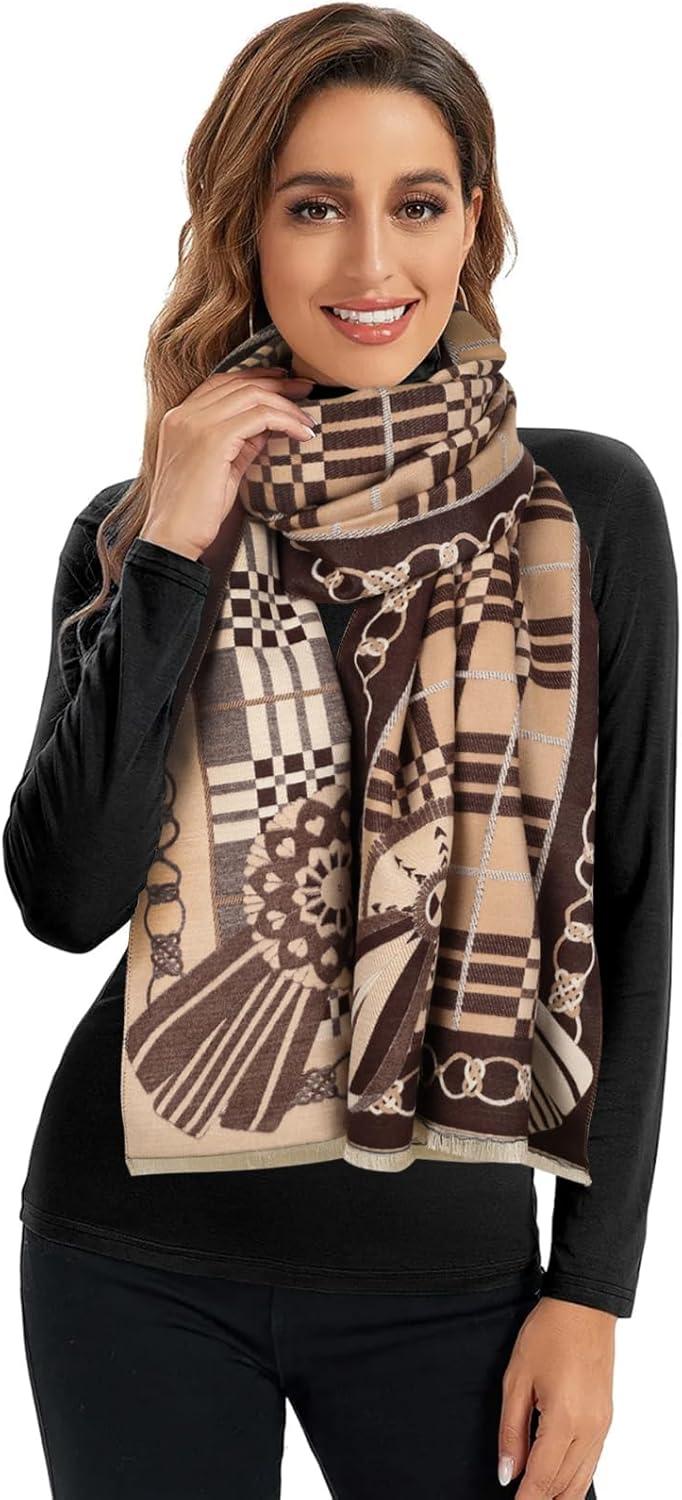 imageEXTREE Womens Scarf Pashmina Shawls and Wraps for Evening Dress Bridesmaid Wedding Bridal Winter Warm Long Large ScarvesBrown Coffee