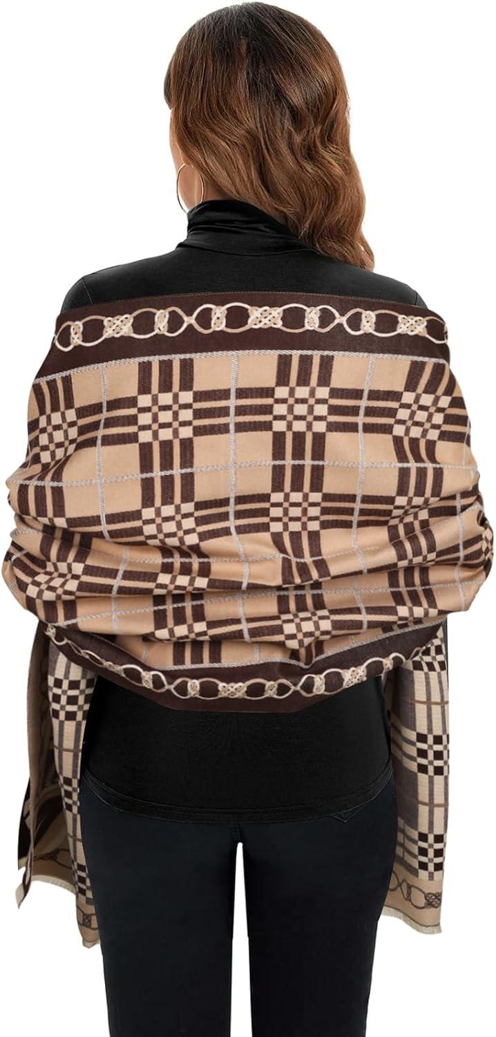 imageEXTREE Womens Scarf Pashmina Shawls and Wraps for Evening Dress Bridesmaid Wedding Bridal Winter Warm Long Large ScarvesBrown Coffee