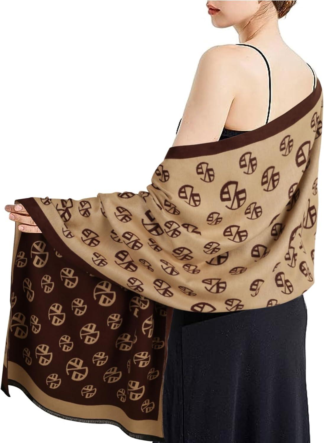 imageEXTREE Womens Scarf Pashmina Shawls and Wraps for Evening Dress Bridesmaid Wedding Bridal Winter Warm Long Large ScarvesBrown Coffee One