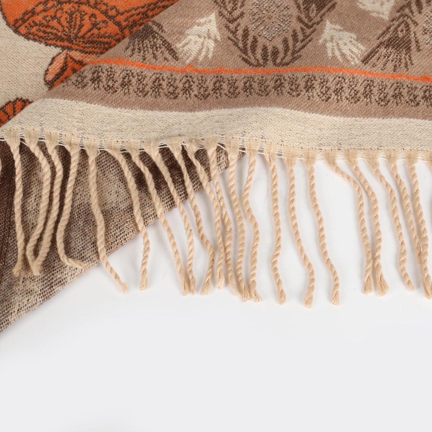 imageEXTREE Womens Scarf Pashmina Shawls and Wraps for Evening Dress Bridesmaid Wedding Bridal Winter Warm Long Large ScarvesBrown Orange Retro