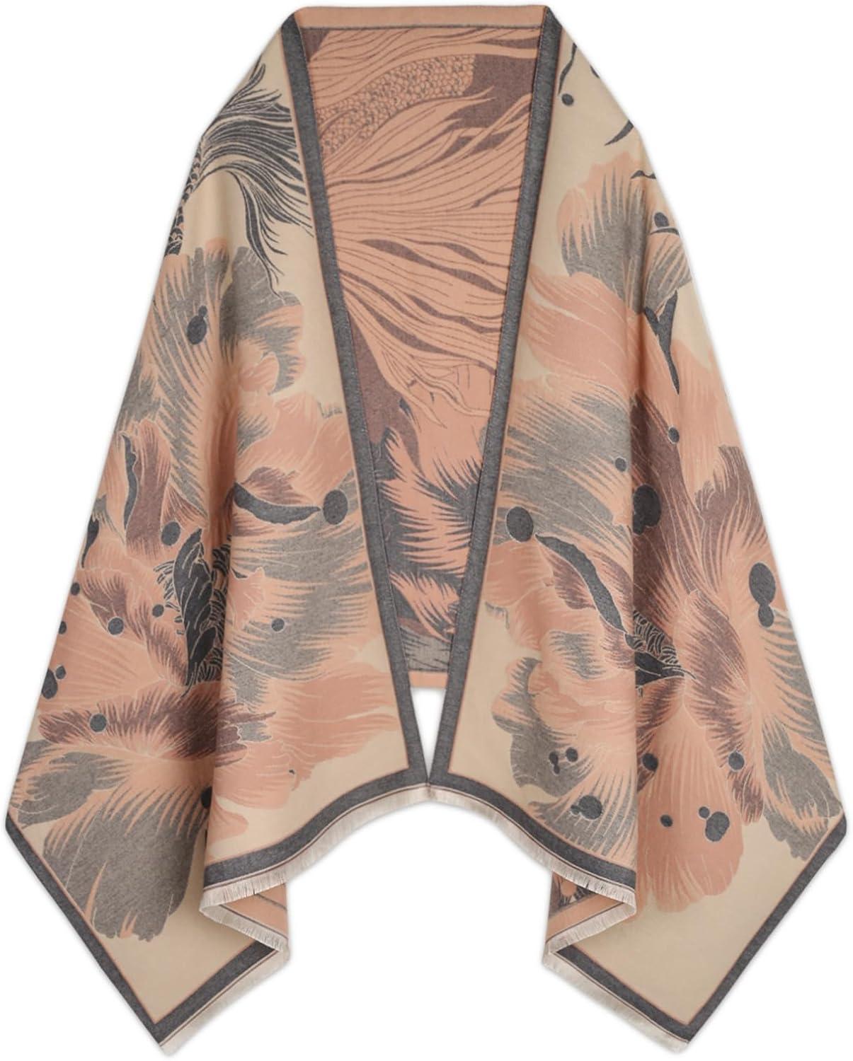 imageEXTREE Womens Scarf Pashmina Shawls and Wraps for Evening Dress Bridesmaid Wedding Bridal Winter Warm Long Large ScarvesDanqing Begonia Pink