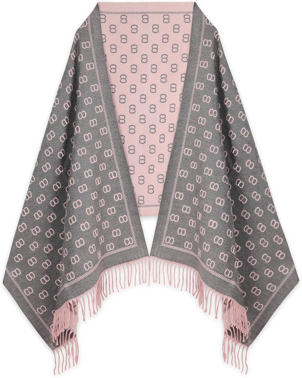 imageEXTREE Womens Scarf Pashmina Shawls and Wraps for Evening Dress Bridesmaid Wedding Bridal Winter Warm Long Large ScarvesDark Gray and Pink Twotone C Tassel