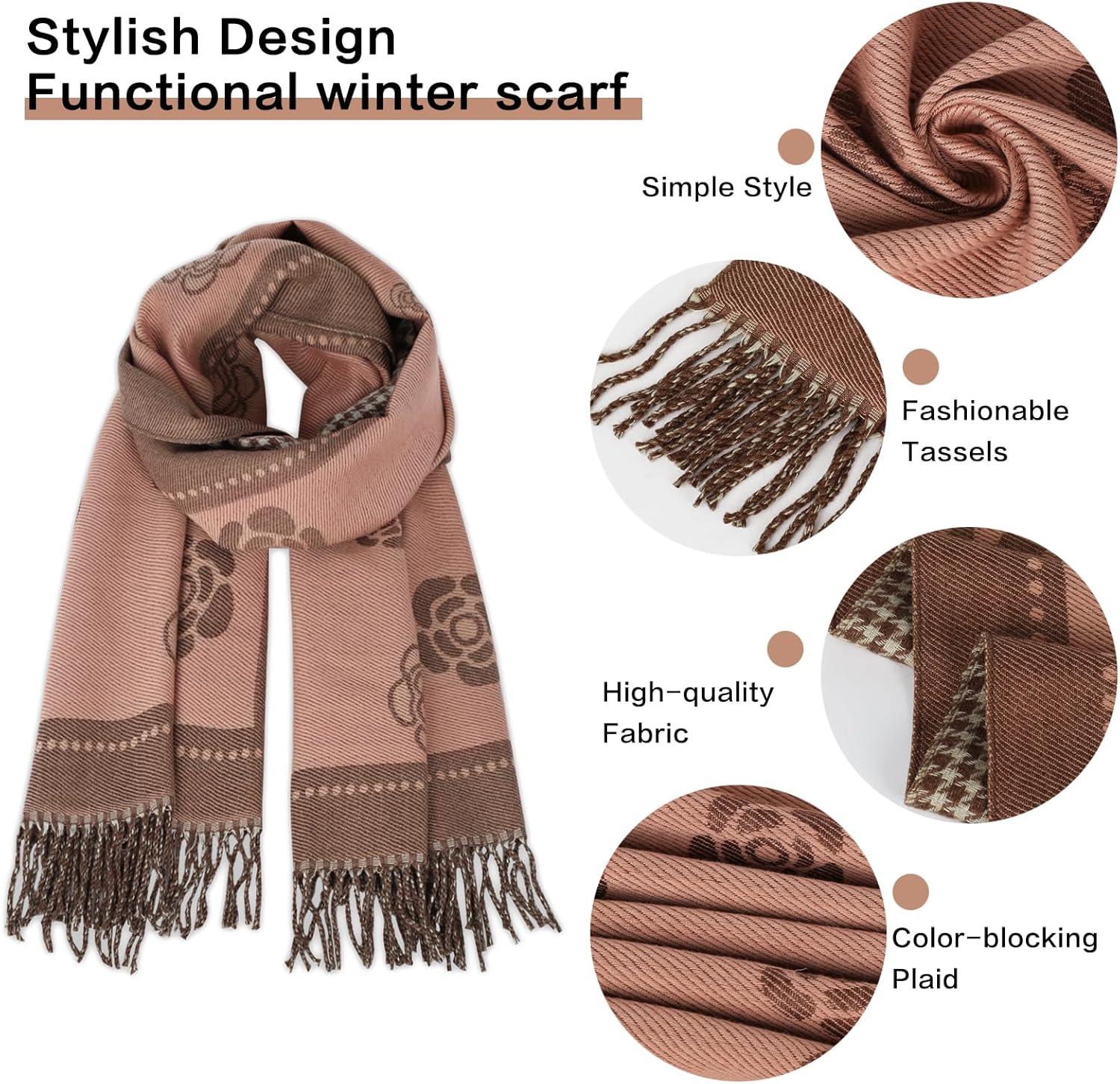 imageEXTREE Womens Scarf Pashmina Shawls and Wraps for Evening Dress Bridesmaid Wedding Bridal Winter Warm Long Large ScarvesGray Pink