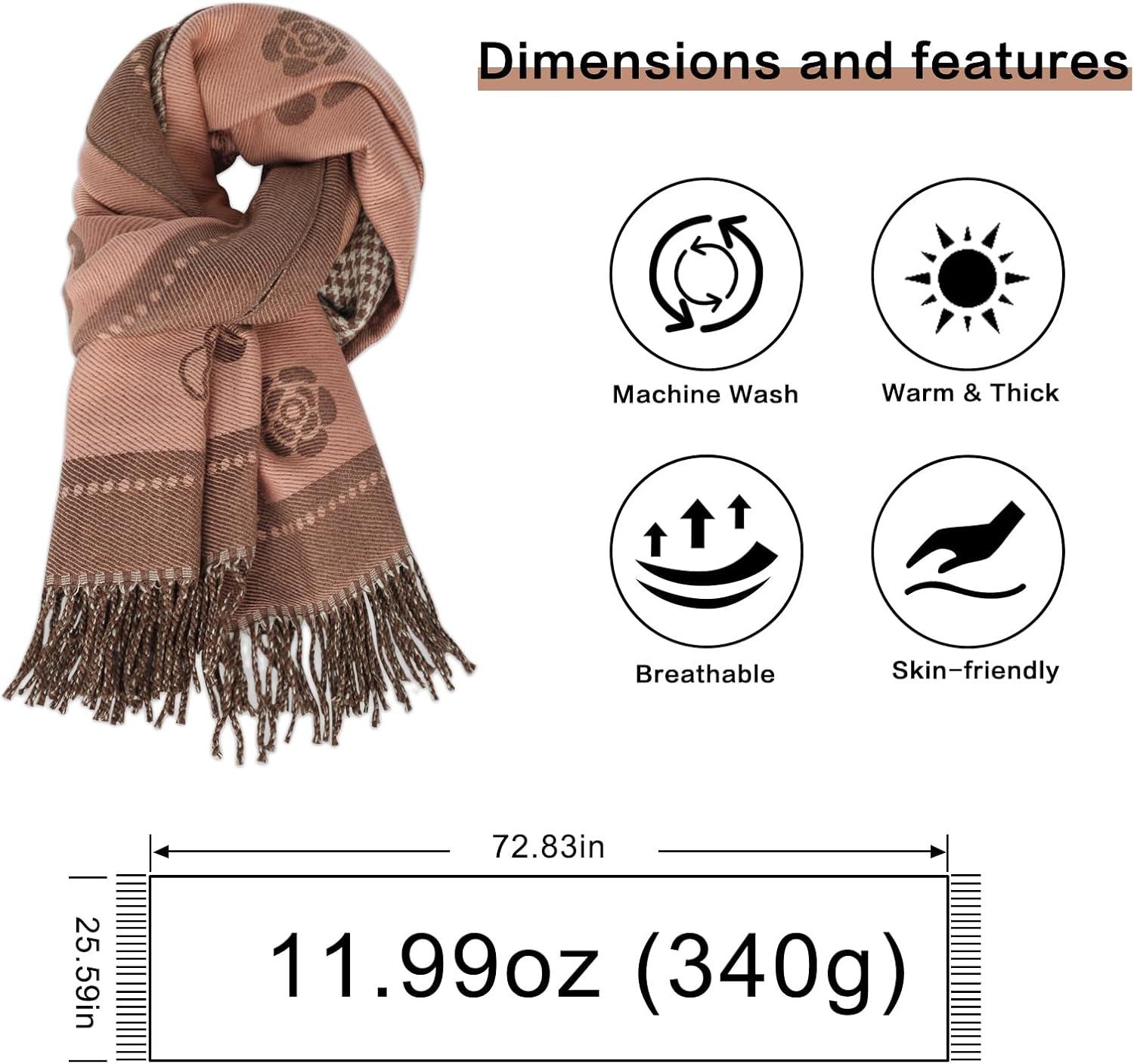 imageEXTREE Womens Scarf Pashmina Shawls and Wraps for Evening Dress Bridesmaid Wedding Bridal Winter Warm Long Large ScarvesGray Pink