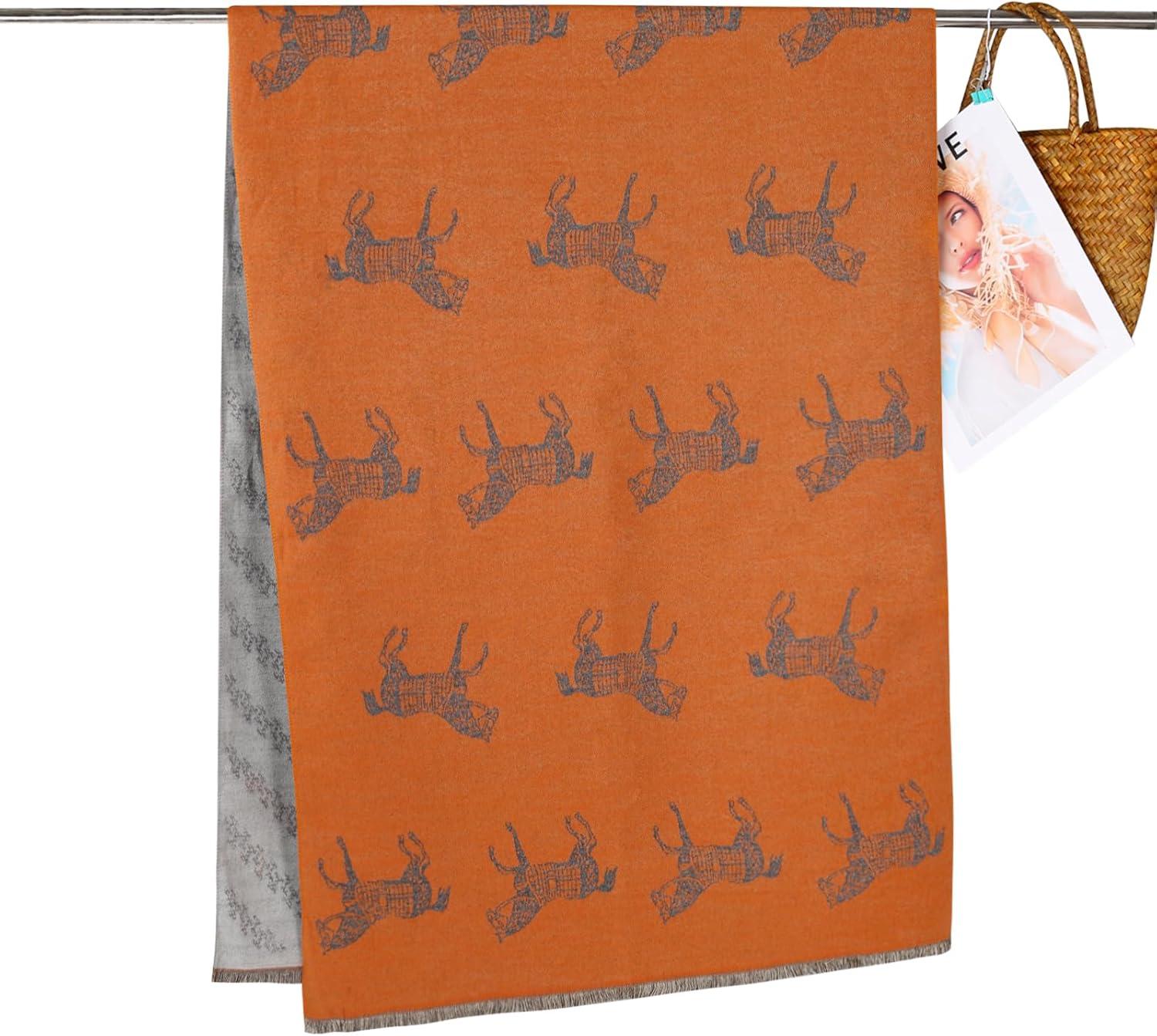 imageEXTREE Womens Scarf Pashmina Shawls and Wraps for Evening Dress Bridesmaid Wedding Bridal Winter Warm Long Large ScarvesHorse Doublesided Gentle Orange