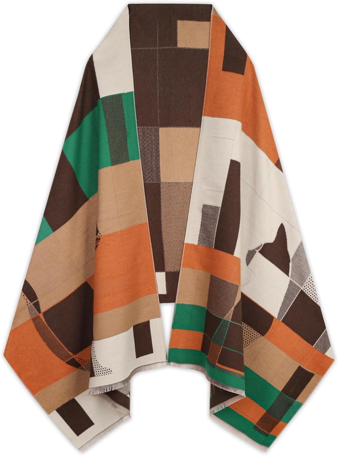 imageEXTREE Womens Scarf Pashmina Shawls and Wraps for Evening Dress Bridesmaid Wedding Bridal Winter Warm Long Large ScarvesInvisible Kitten Coffee Orange Green