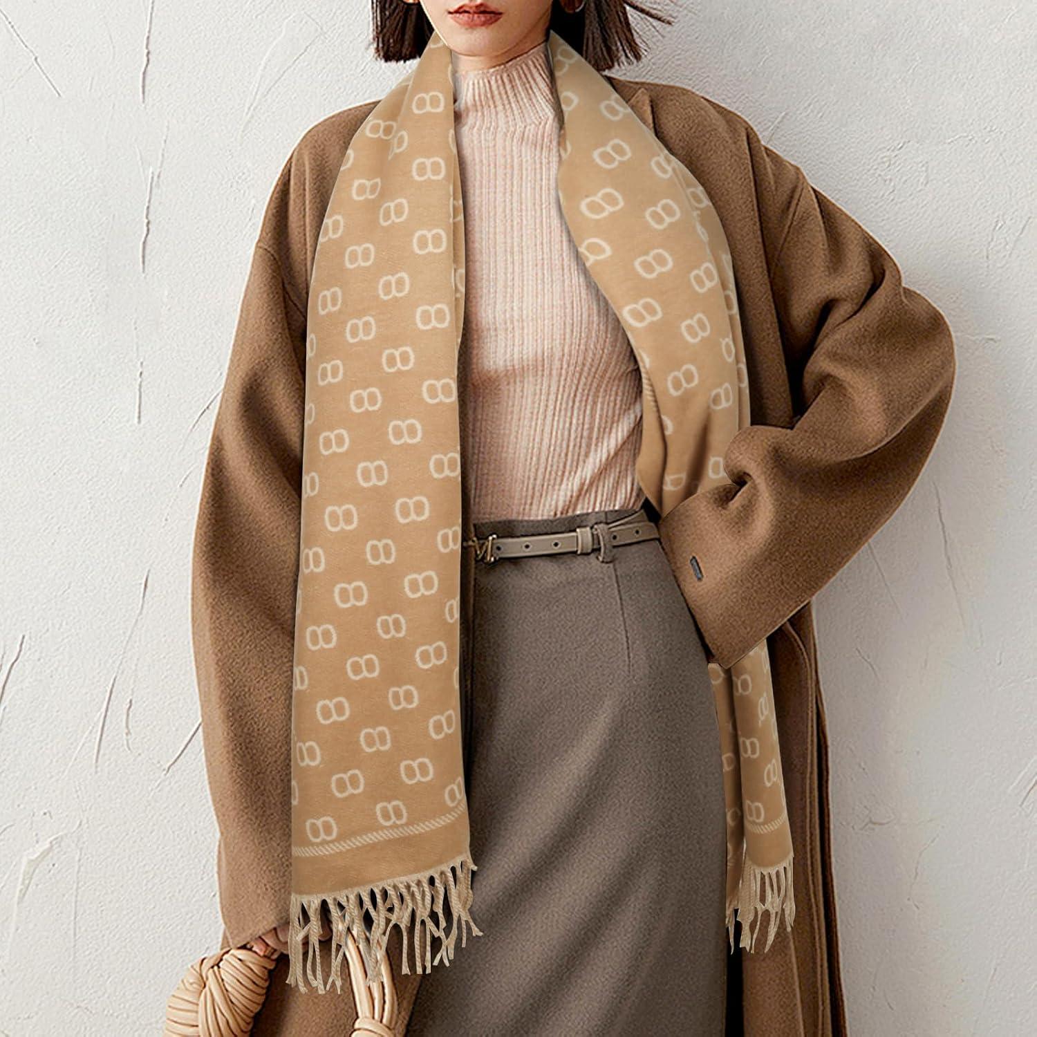 imageEXTREE Womens Scarf Pashmina Shawls and Wraps for Evening Dress Bridesmaid Wedding Bridal Winter Warm Long Large ScarvesKhaki Tassel Cc