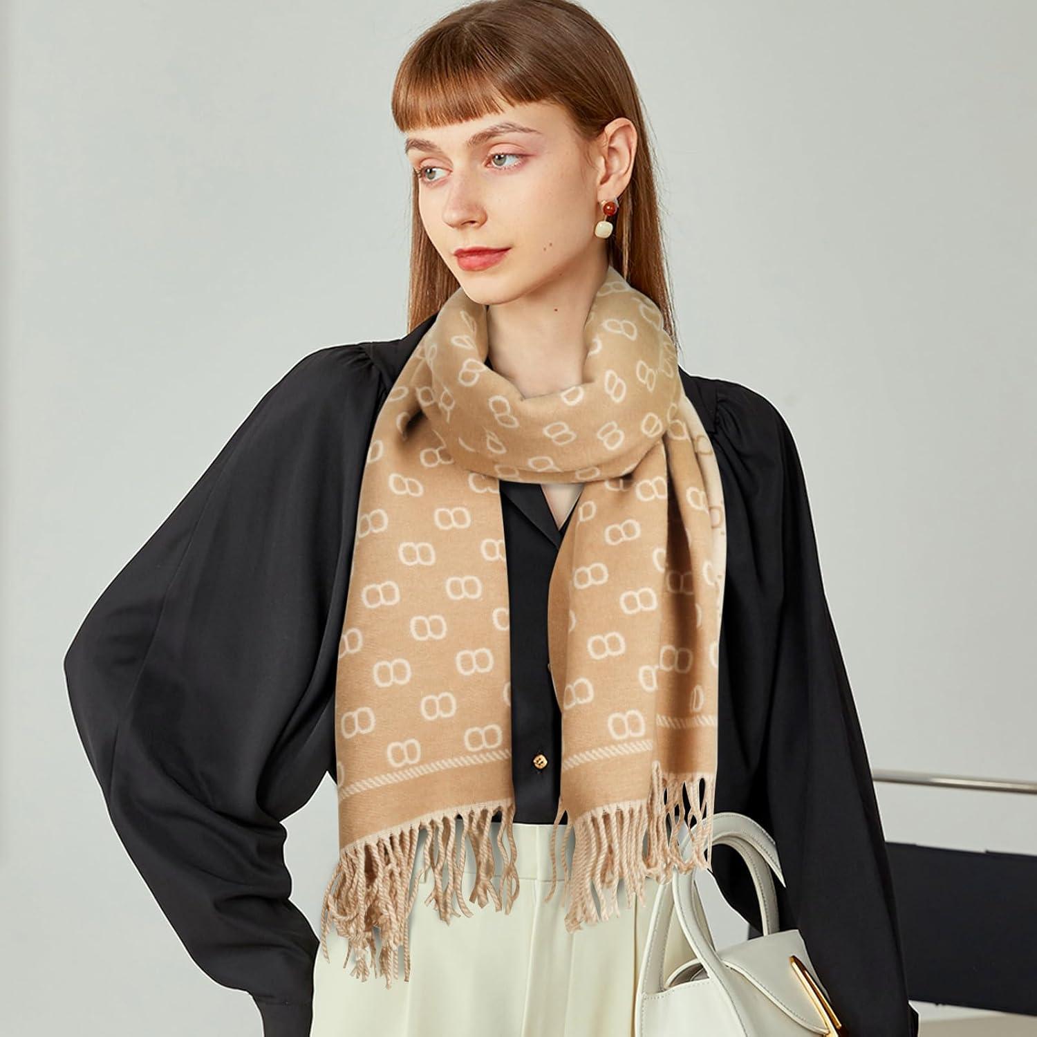 imageEXTREE Womens Scarf Pashmina Shawls and Wraps for Evening Dress Bridesmaid Wedding Bridal Winter Warm Long Large ScarvesKhaki Tassel Cc