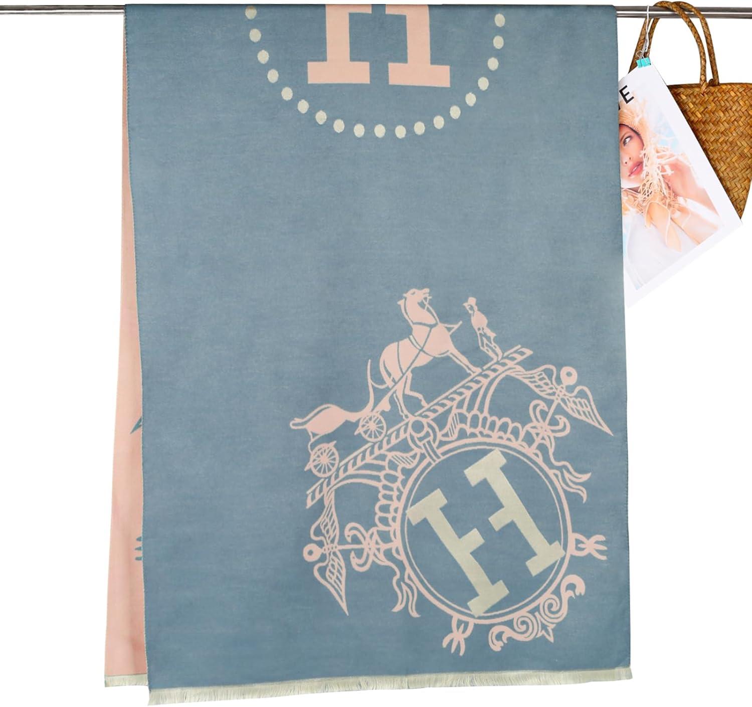 imageEXTREE Womens Scarf Pashmina Shawls and Wraps for Evening Dress Bridesmaid Wedding Bridal Winter Warm Long Large ScarvesMisty Blue Big H Knight Carriage