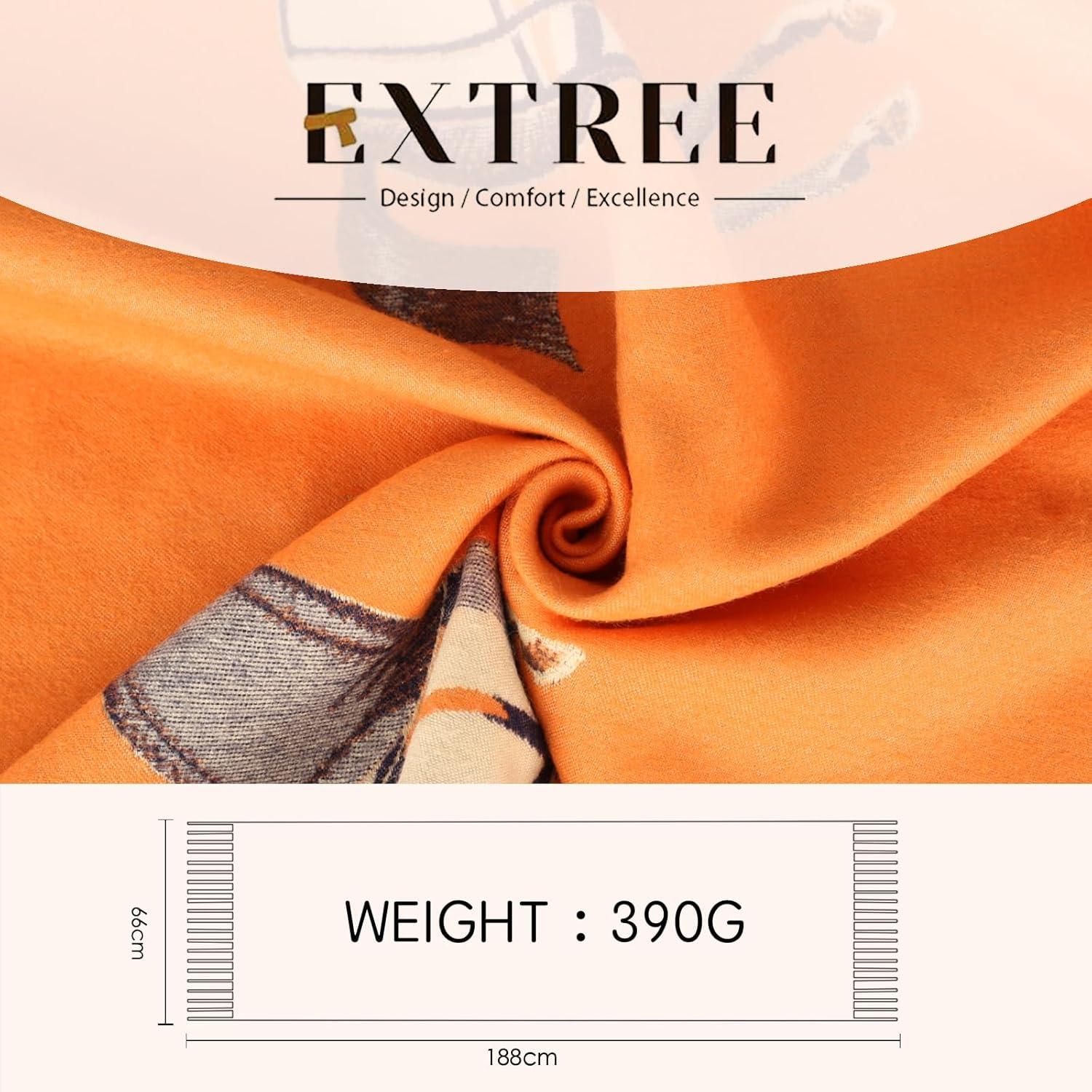 imageEXTREE Womens Scarf Pashmina Shawls and Wraps for Evening Dress Bridesmaid Wedding Bridal Winter Warm Long Large ScarvesMixu Junma Orange
