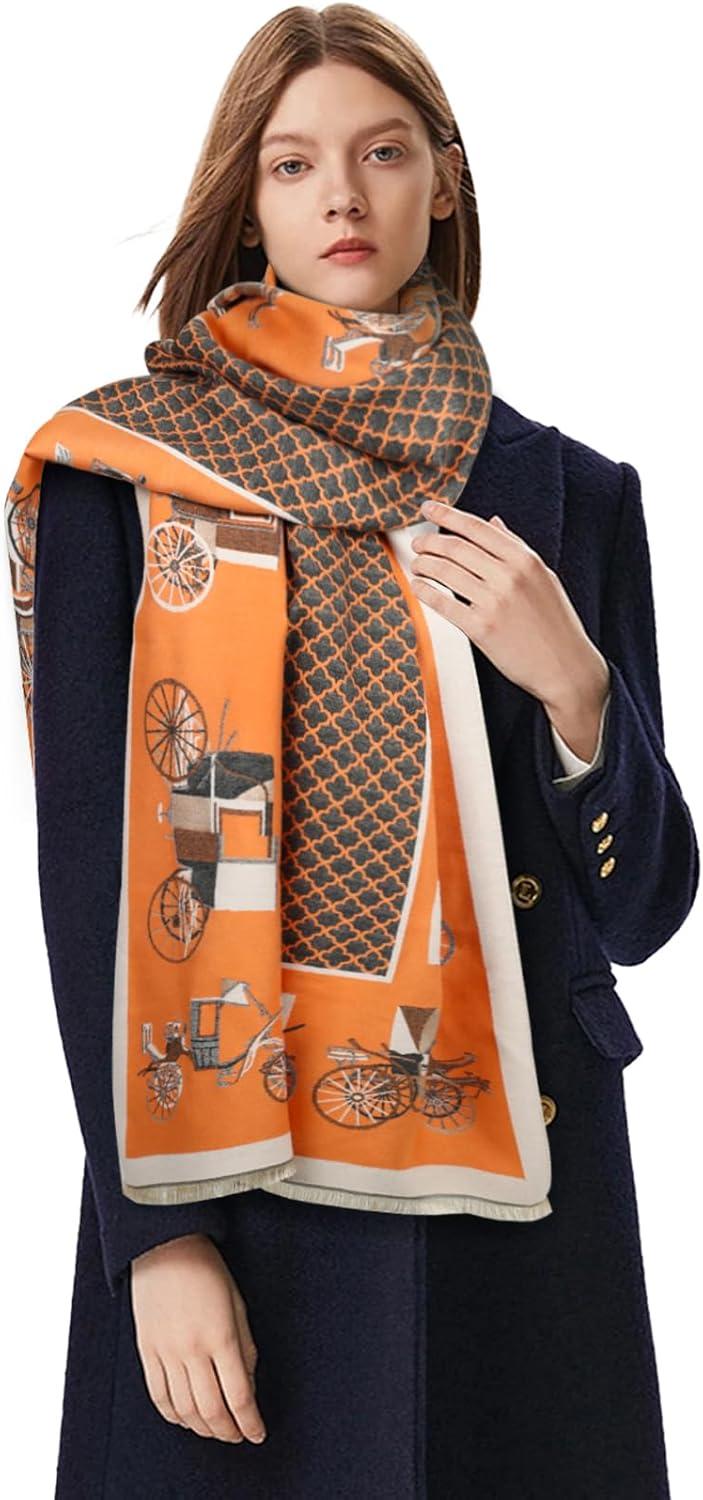 imageEXTREE Womens Scarf Pashmina Shawls and Wraps for Evening Dress Bridesmaid Wedding Bridal Winter Warm Long Large ScarvesOrange