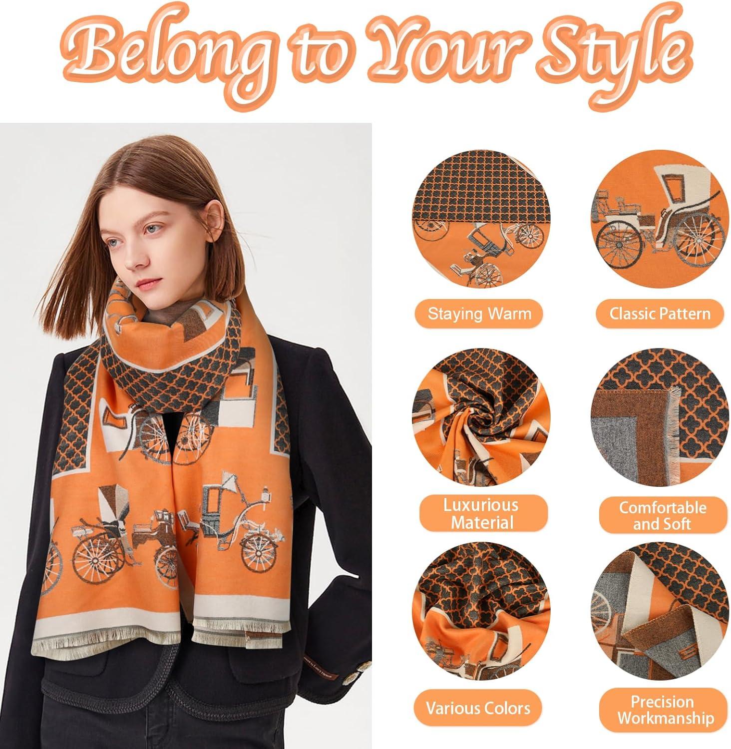 imageEXTREE Womens Scarf Pashmina Shawls and Wraps for Evening Dress Bridesmaid Wedding Bridal Winter Warm Long Large ScarvesOrange